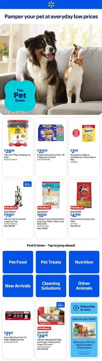 Walmart flyer from 30.04.2026 Walmart flyer - The Pet Event (2026-04-30 - 2026-05-27)