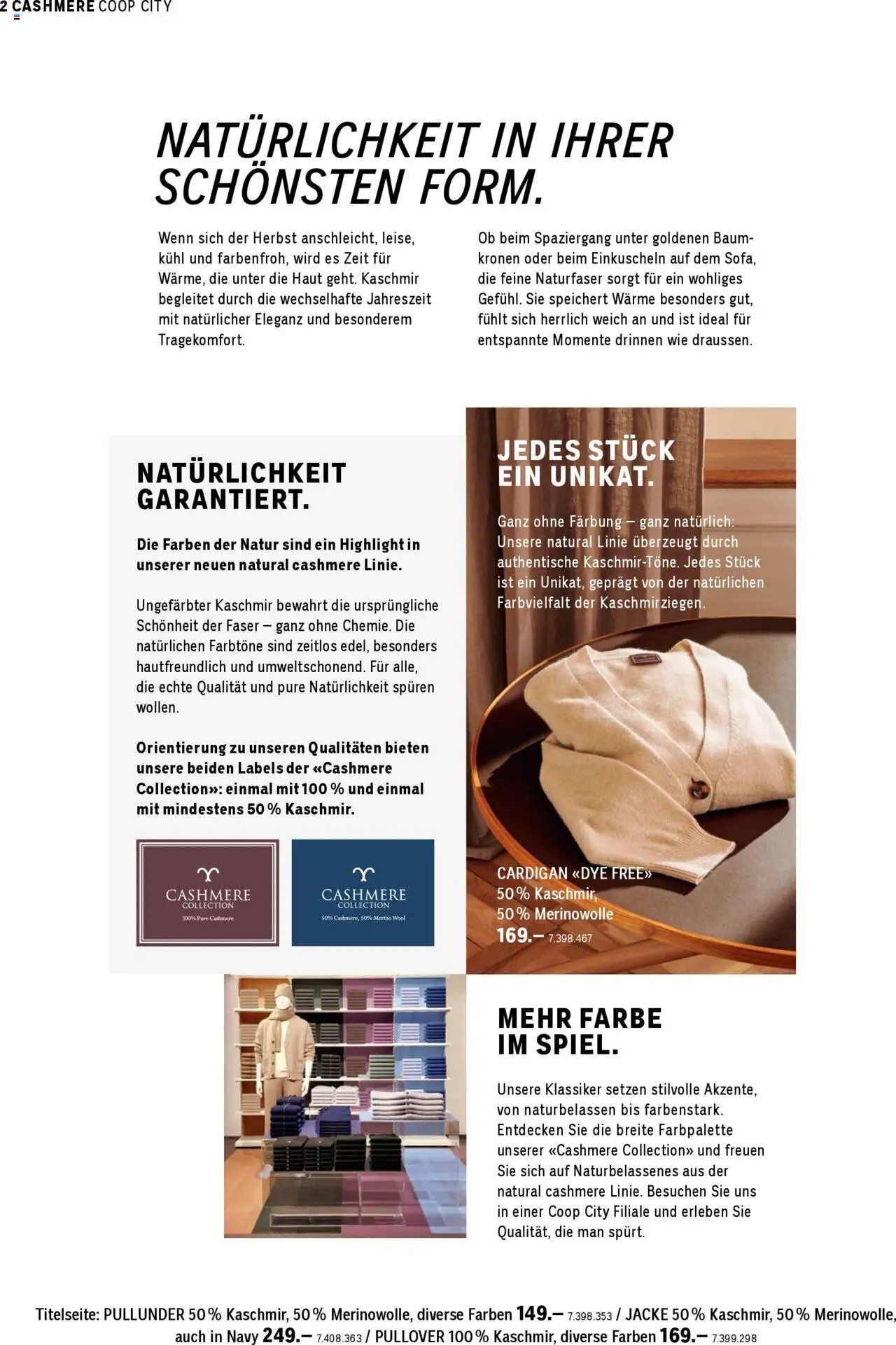 Coop City aktion seit 01.10.2025 Aktionen Cashmere Kollektion (2025-10-01)