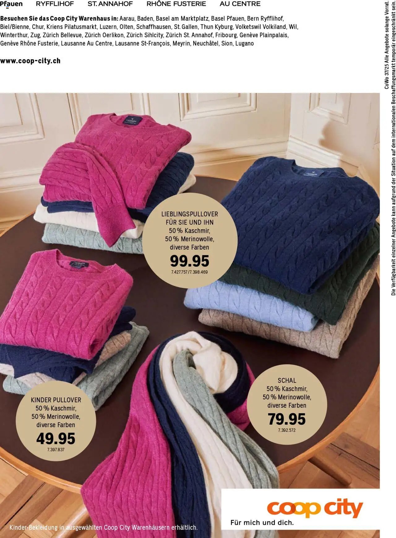 Coop City aktion seit 01.10.2025 Aktionen Cashmere Kollektion (2025-10-01)
