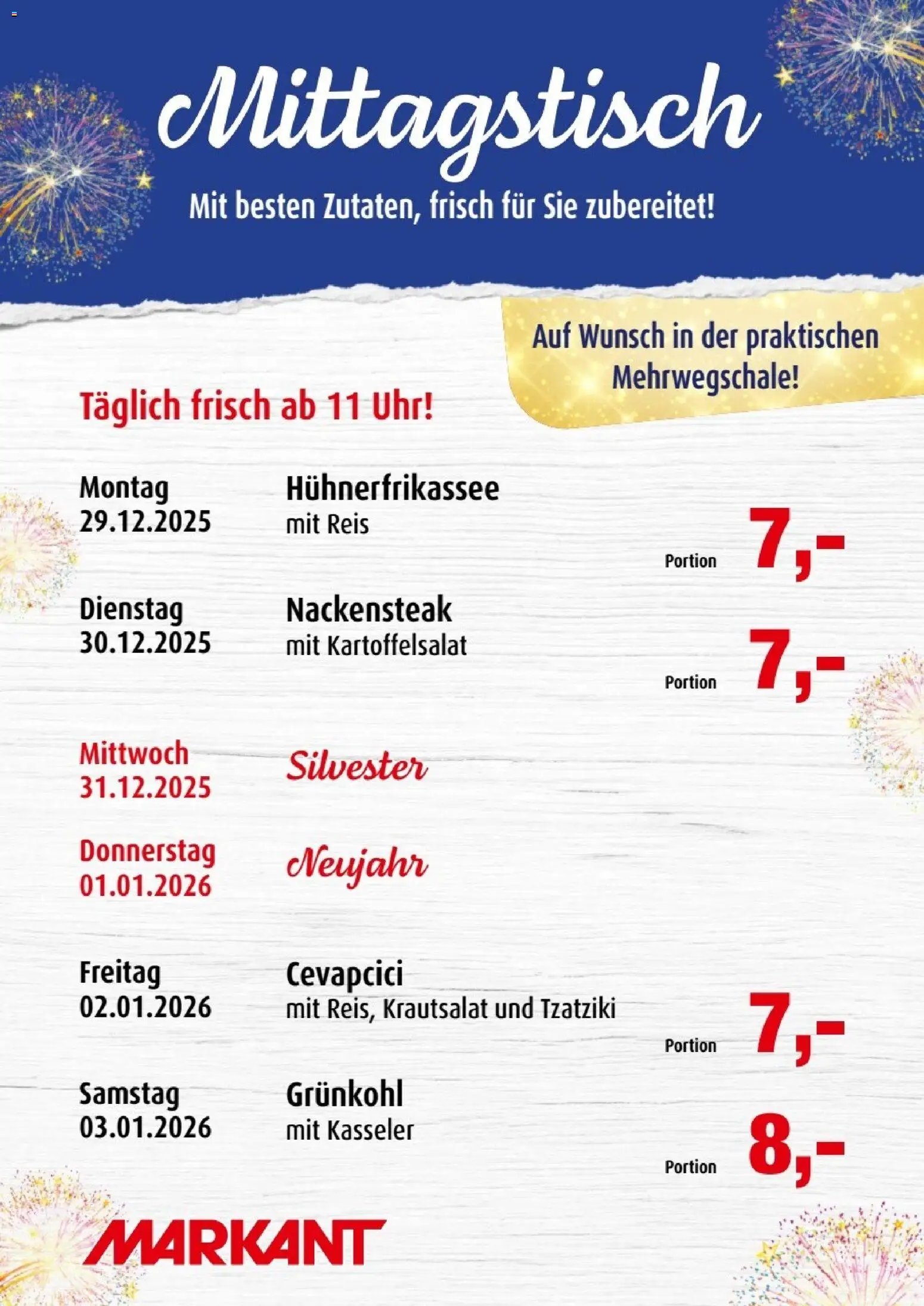 Markant prospekt seit 29.12.2025 Mittagstisch (2025-12-29 - 2026-01-03)