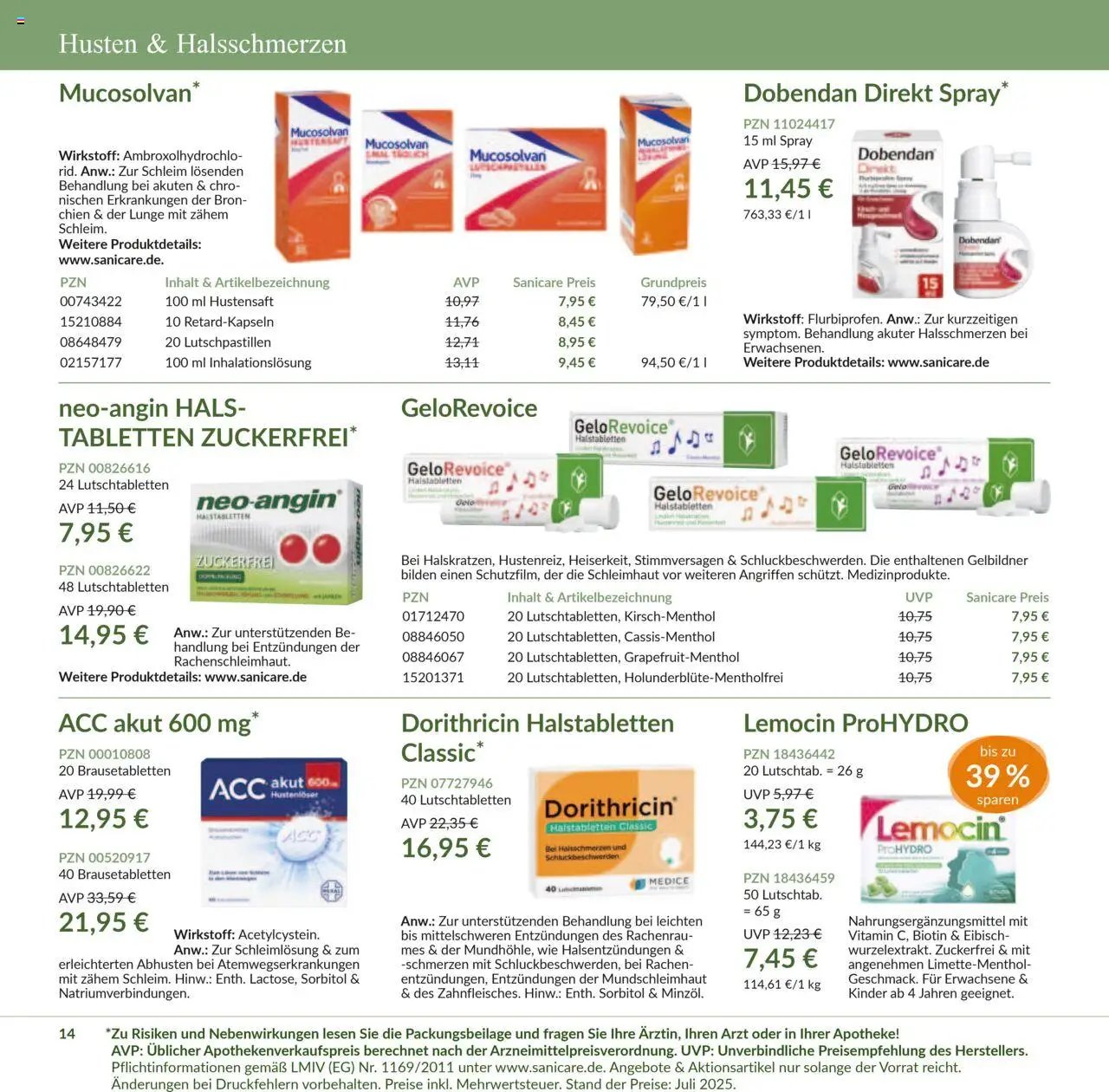 Sanicare prospekt seit 07.07.2025 Prospekt (2025-07-07 - 2025-07-31)