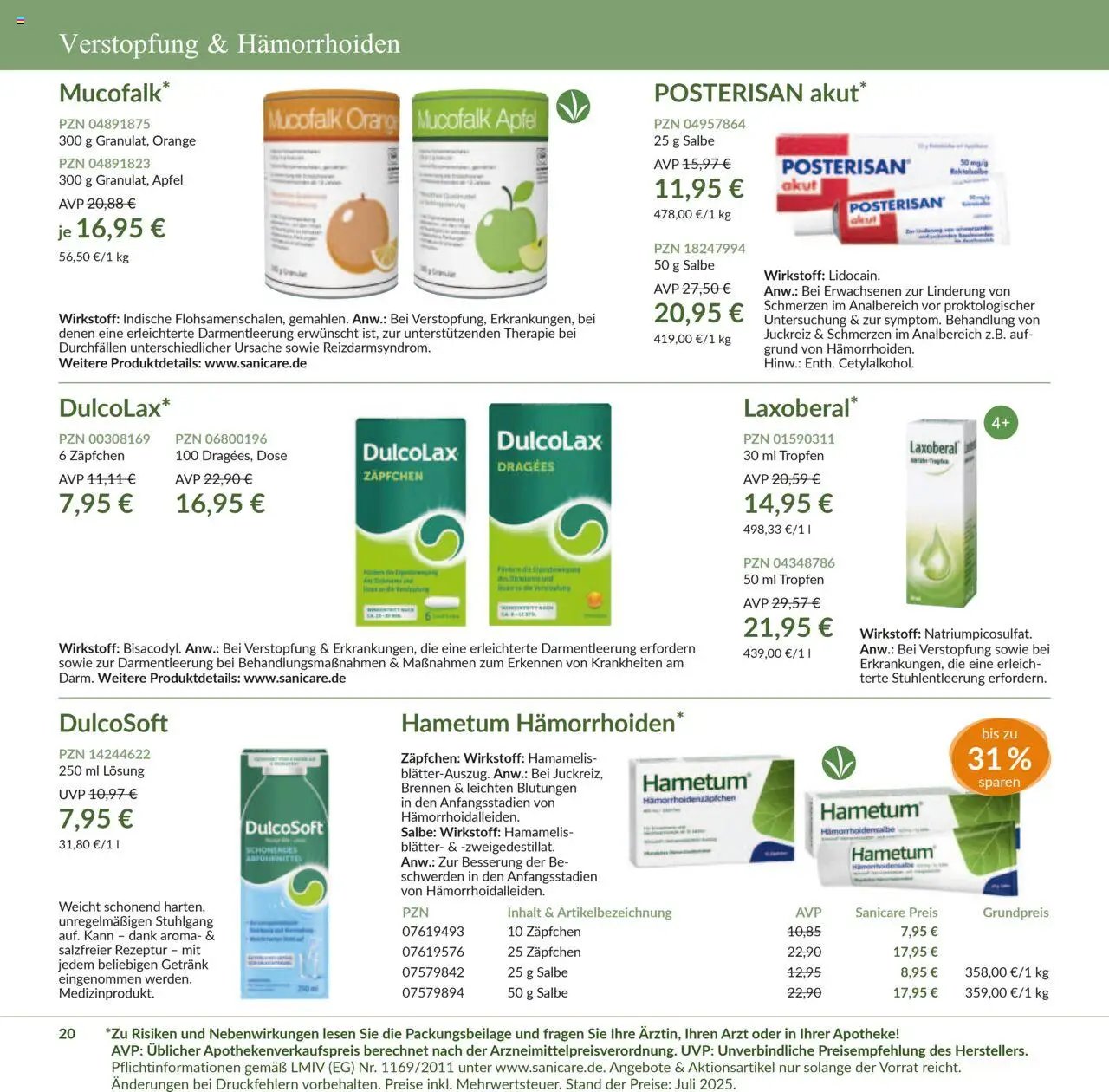 Sanicare prospekt seit 07.07.2025 Prospekt (2025-07-07 - 2025-07-31)