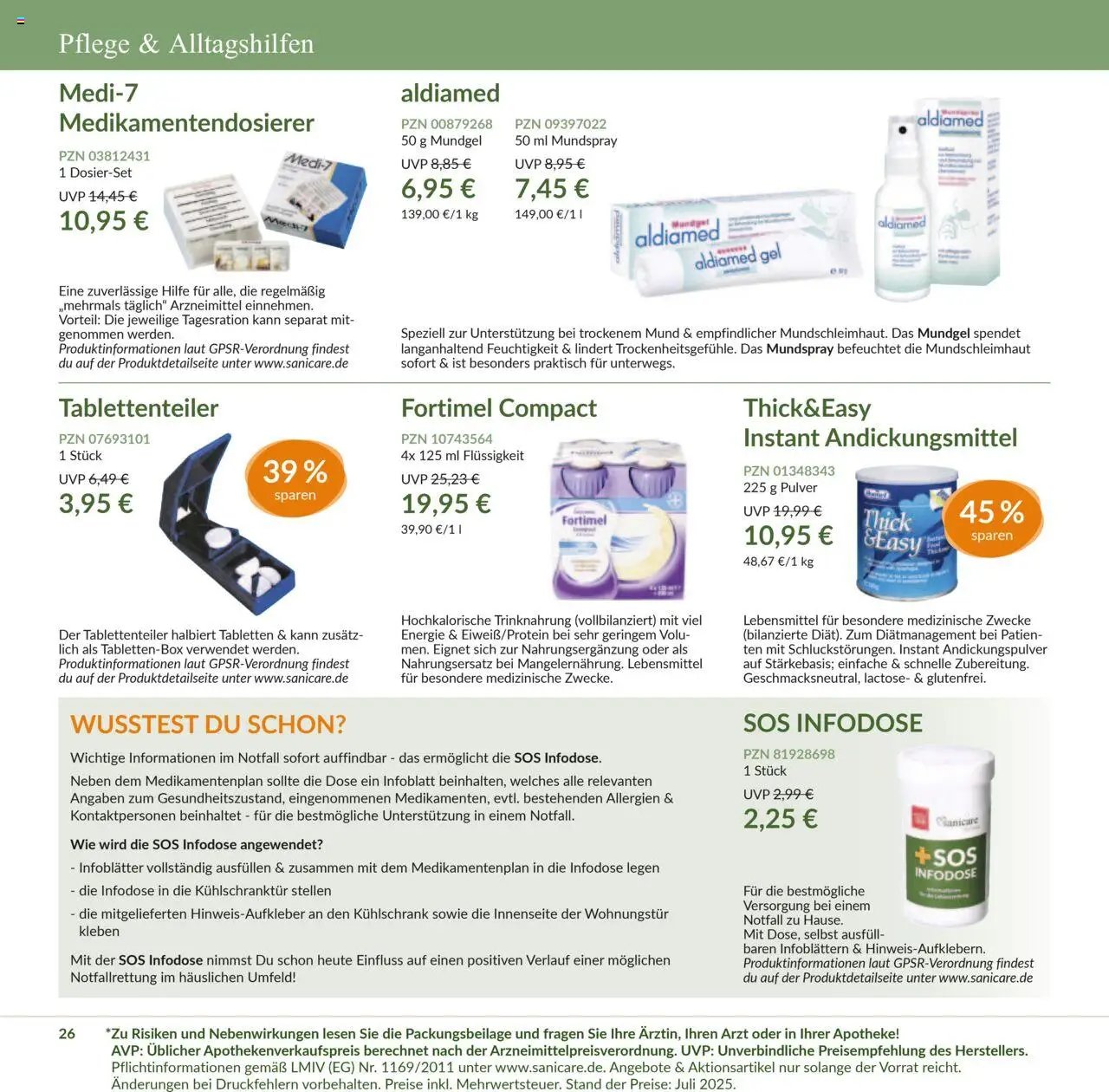 Sanicare prospekt seit 07.07.2025 Prospekt (2025-07-07 - 2025-07-31)