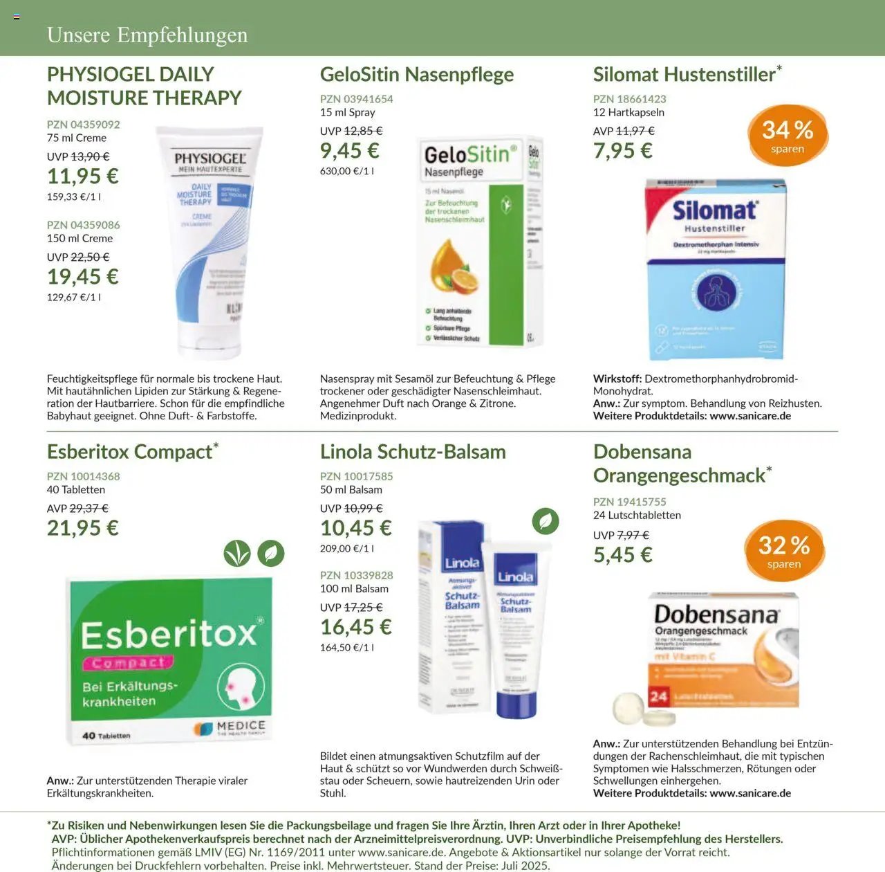 Sanicare prospekt seit 07.07.2025 Prospekt (2025-07-07 - 2025-07-31)