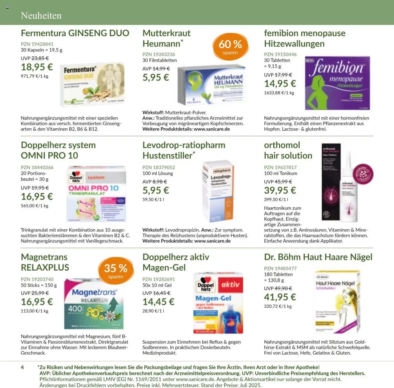 Sanicare prospekt seit 07.07.2025 Prospekt (2025-07-07 - 2025-07-31)