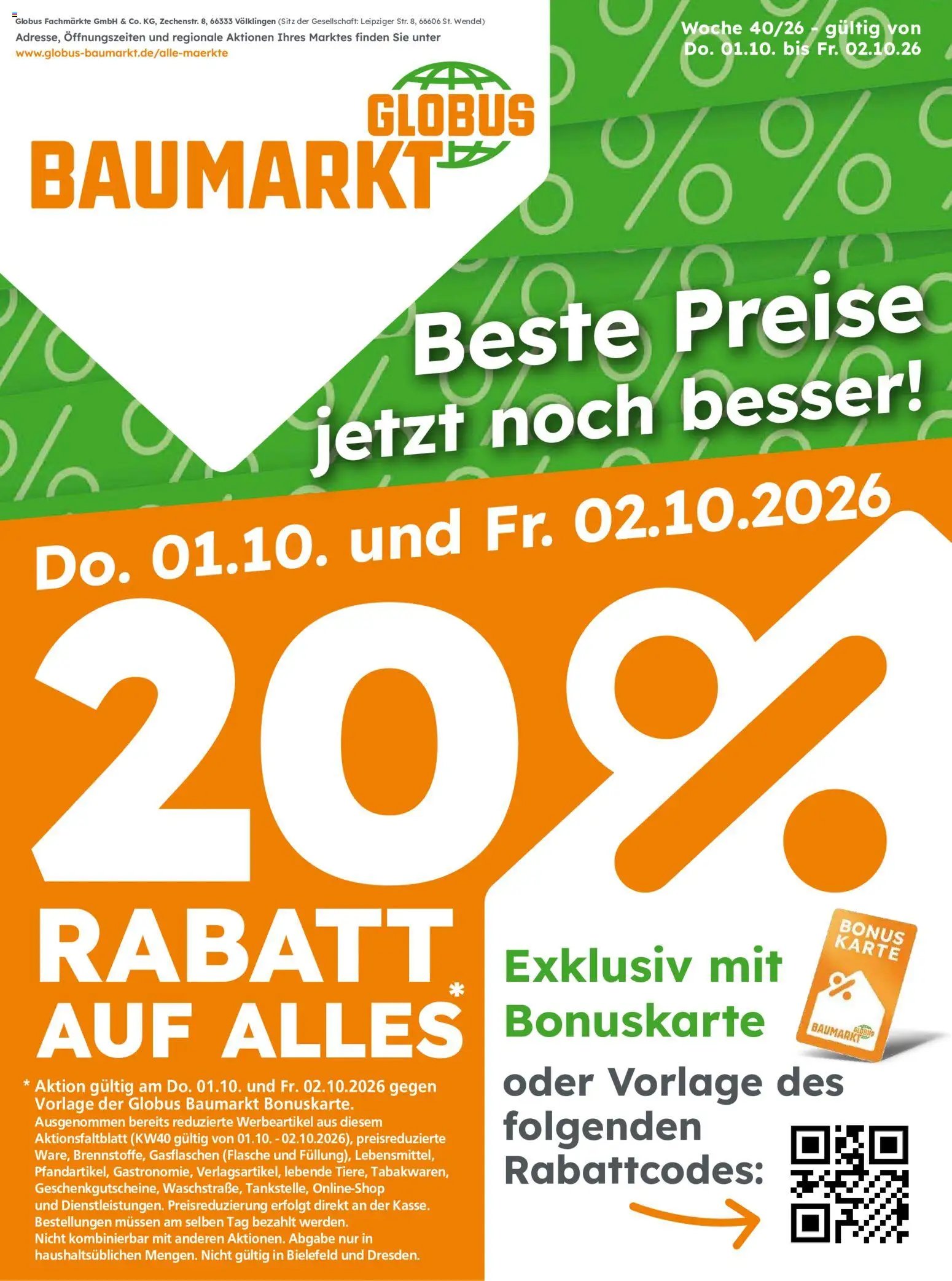 Globus Baumarkt prospekt seit 01.10.2026 Globus Baumarkt Prospekt Berlin-Treptow