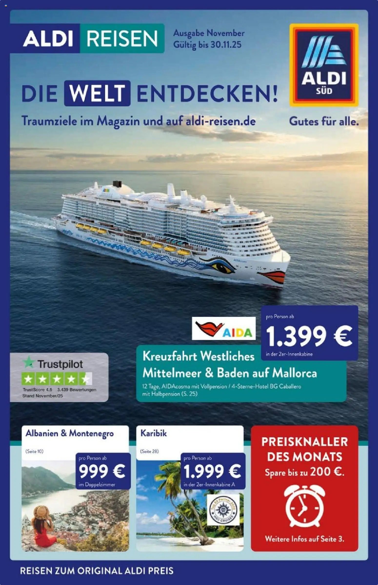 Aldi Reisen prospekt seit 01.11.2025 Prospekt