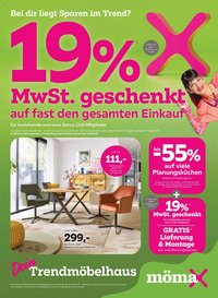 Mömax prospekt seit 26.01.2026 19% MwSt. geschenkt auf fast den gesamten Einkauf