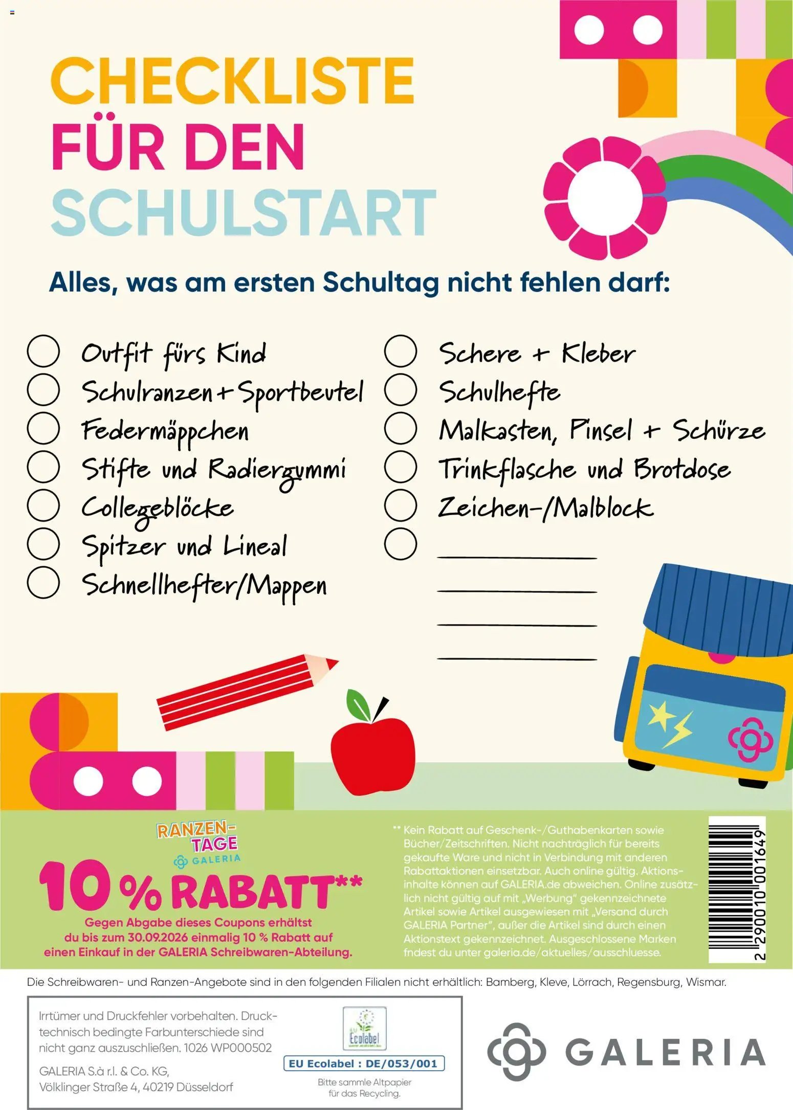 Galeria Karstadt Kaufhof prospekt seit 02.03.2026 Galeria Karstadt Kaufhof Prospekt Schulranzen 