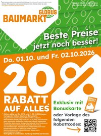 Globus Baumarkt prospekt seit 01.10.2026 Globus Baumarkt Prospekt Saarbrücken