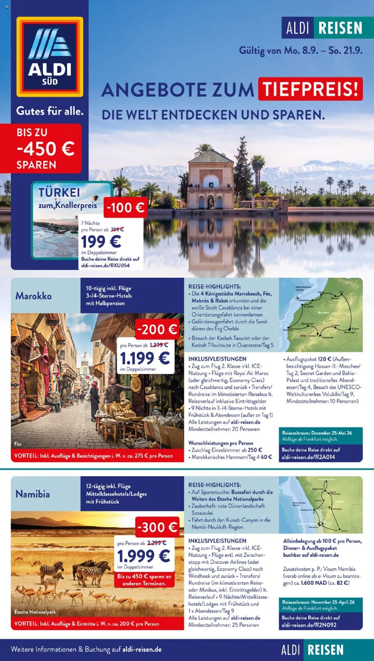 Aldi Reisen prospekt seit 08.09.2025 Angebote zum Tiefpreis (2025-09-08 - 2025-09-21)