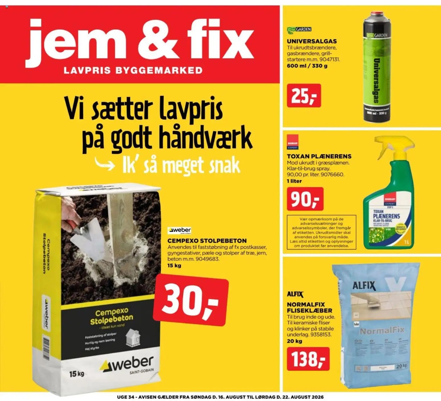 Jem & fix tilbudsavis fra 16/08/2026 Jem & fix - Tilbudsavis uge 34
