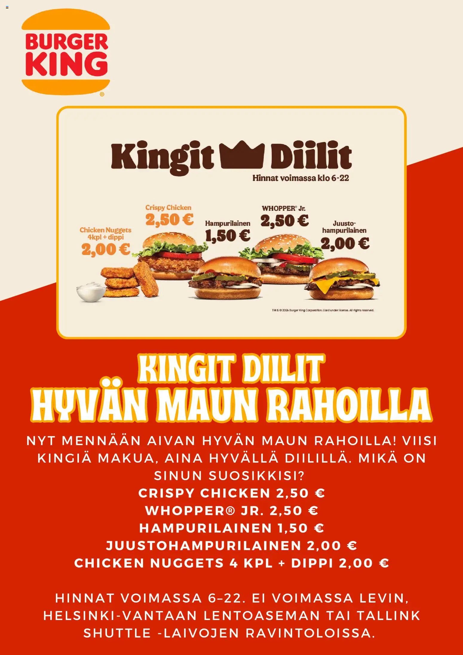 Burger King tarjouslehti päivästä 10/05/2026 Burger King tarjoukset