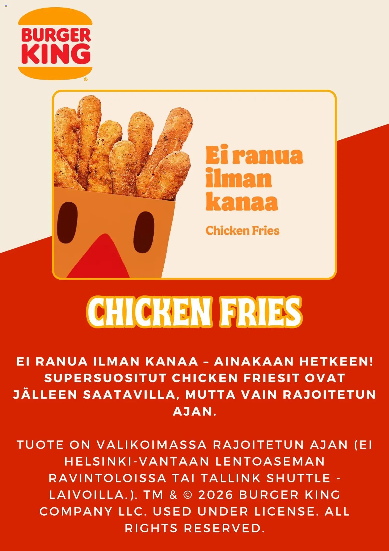 Burger King tarjouslehti päivästä 10/05/2026 Burger King tarjoukset