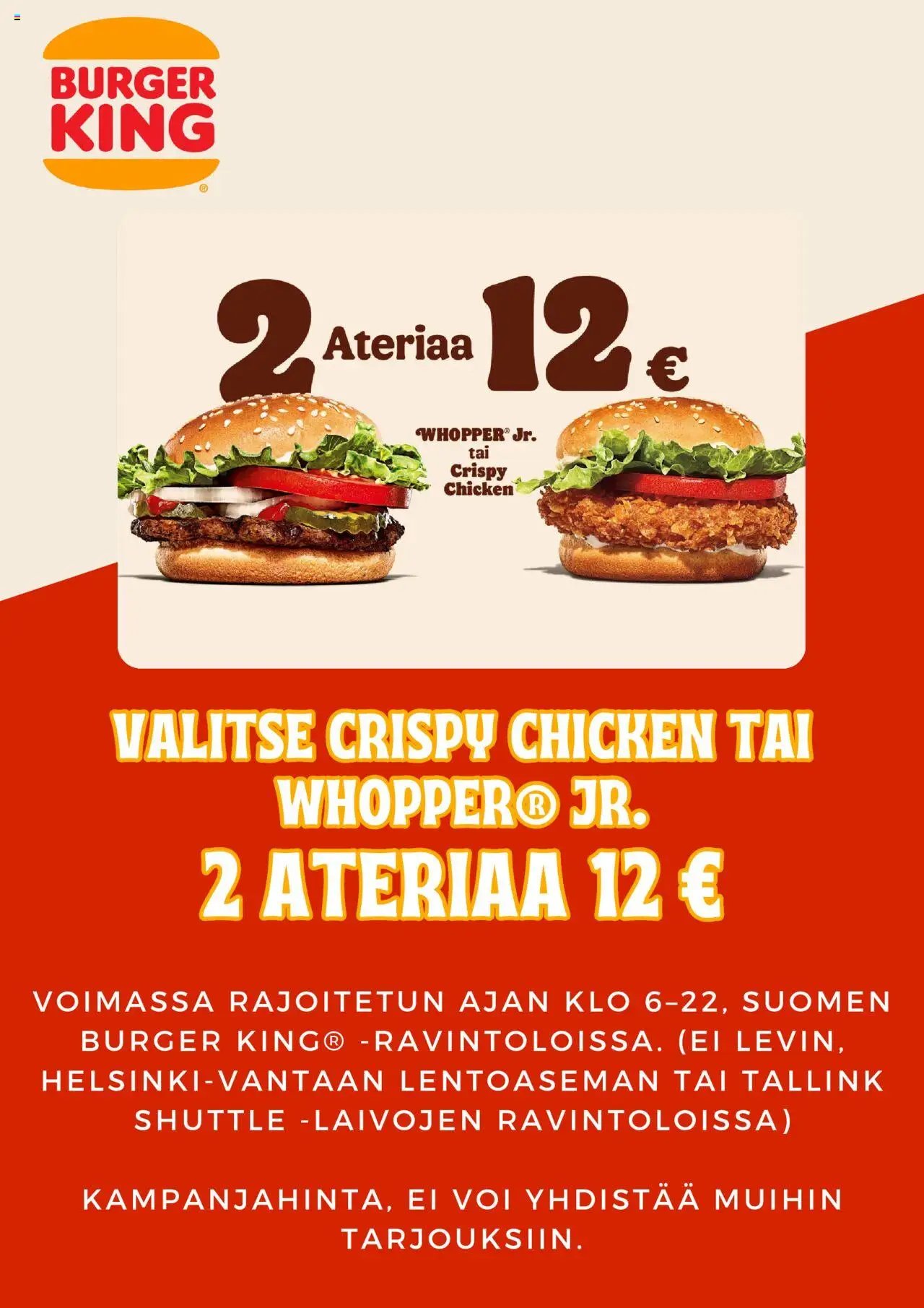 Burger King tarjouslehti päivästä 13/10/2025 Tarjoukset