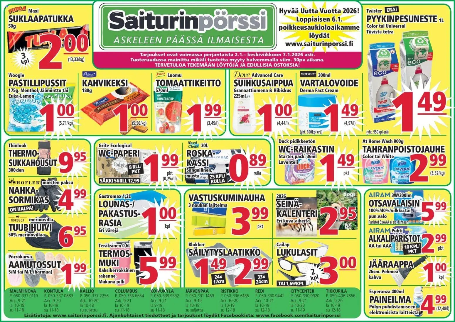 Saiturinpörssi tarjouslehti päivästä 02/01/2026 Tarjoukset