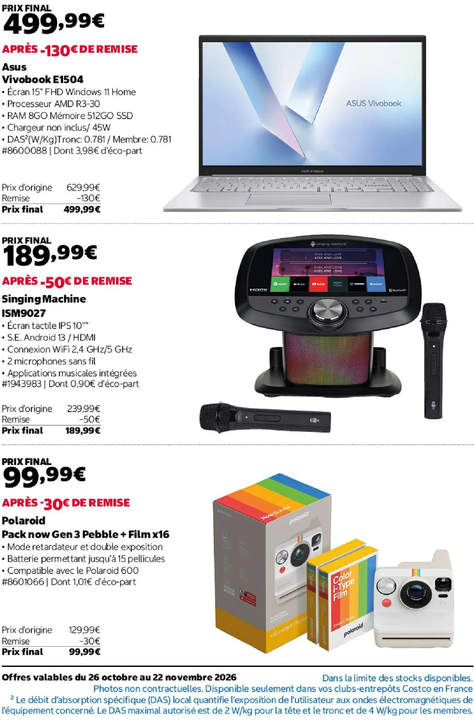 Costco catalogue 26/10/2026 - nouveau prospectus