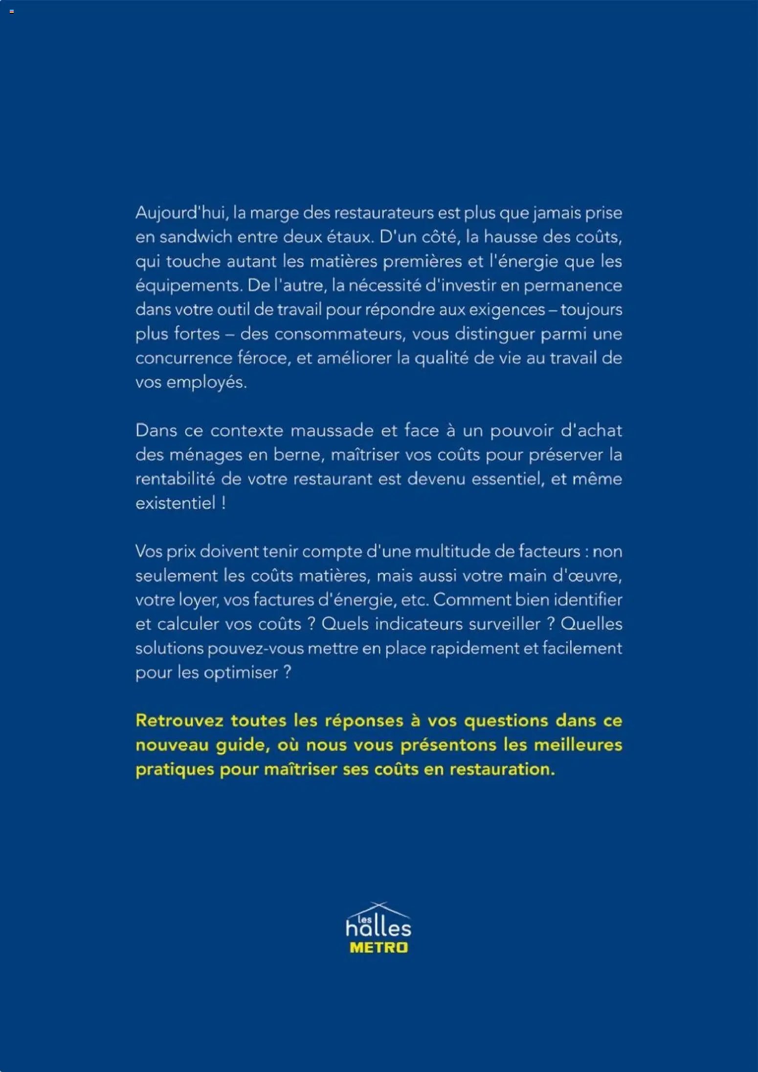 METRO catalogue à partir du 01/01/2026 METRO - Comment maîtriser ses coûts en restauration
