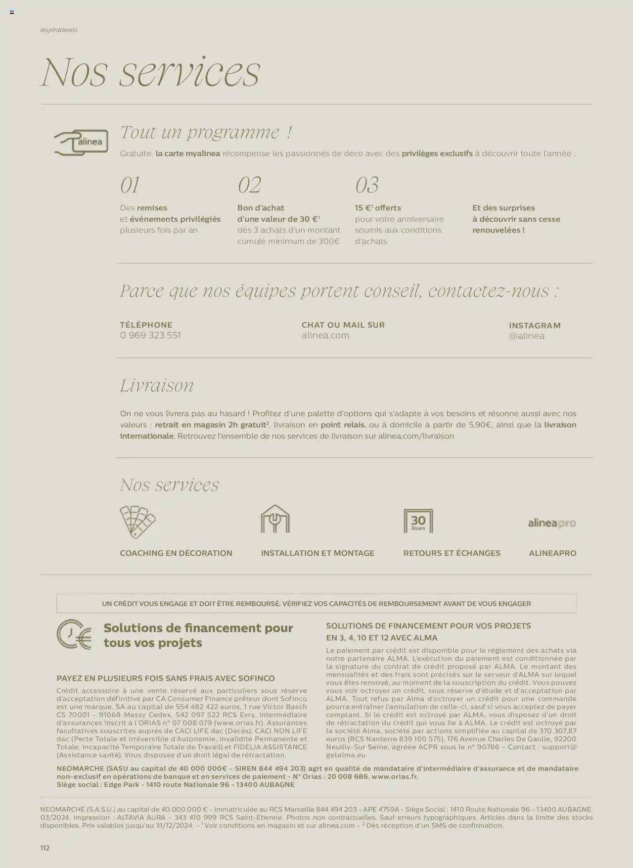 Alinéa catalogue à partir du 01/05/2024 Catalogue