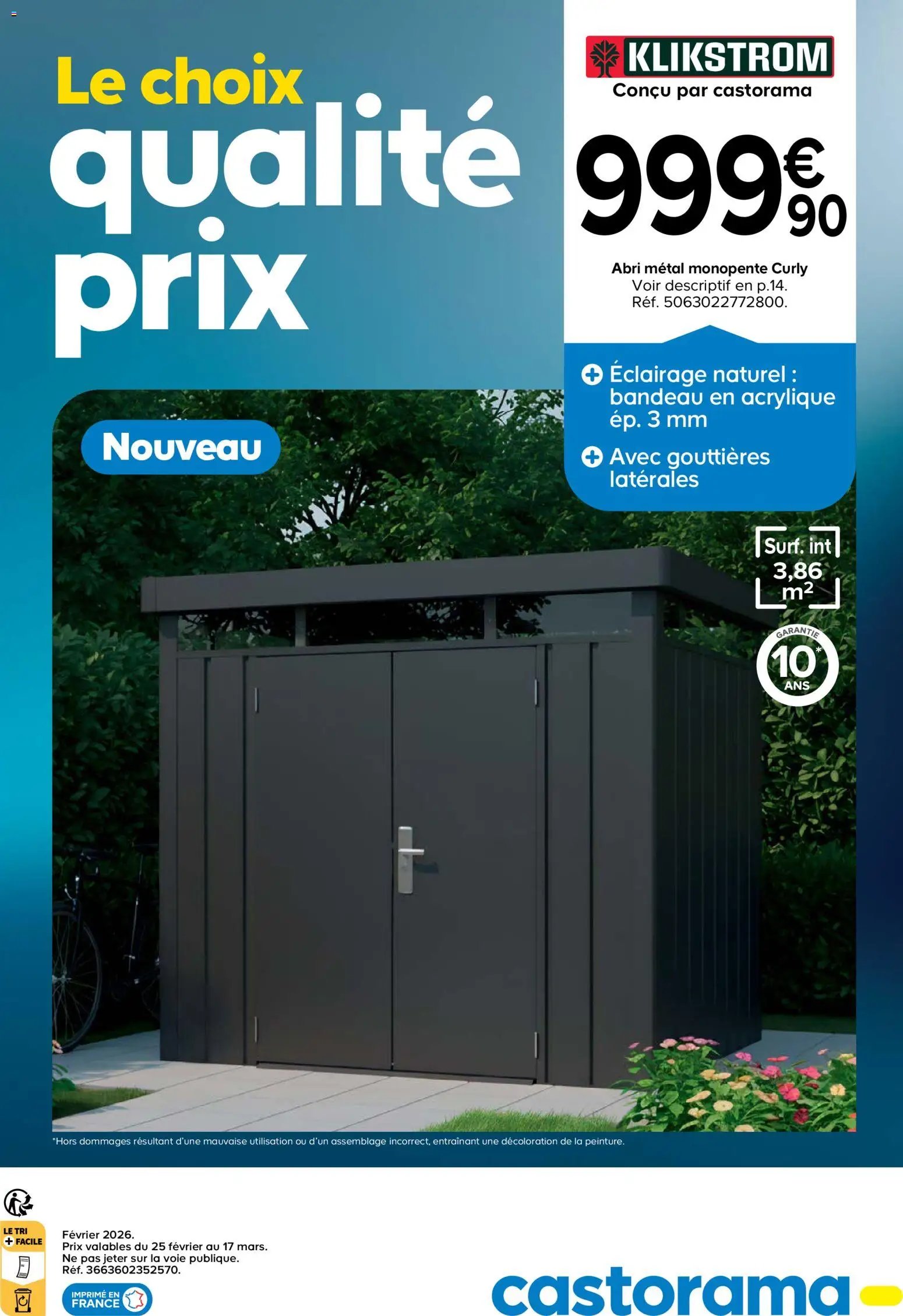 Castorama catalogue à partir du 26/02/2026 Abri de jardin et serres