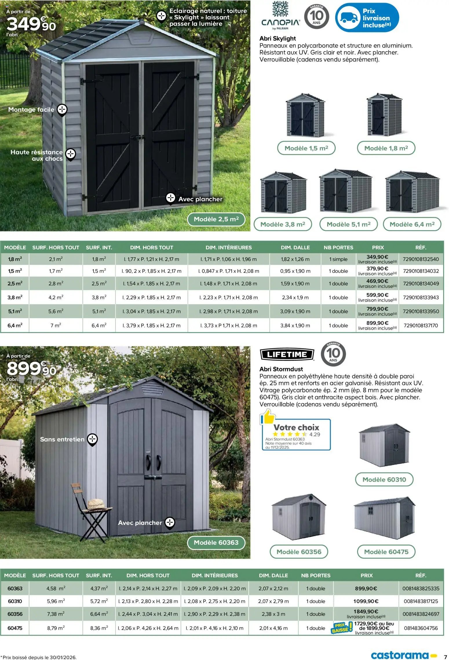 Castorama catalogue à partir du 26/02/2026 Abri de jardin et serres