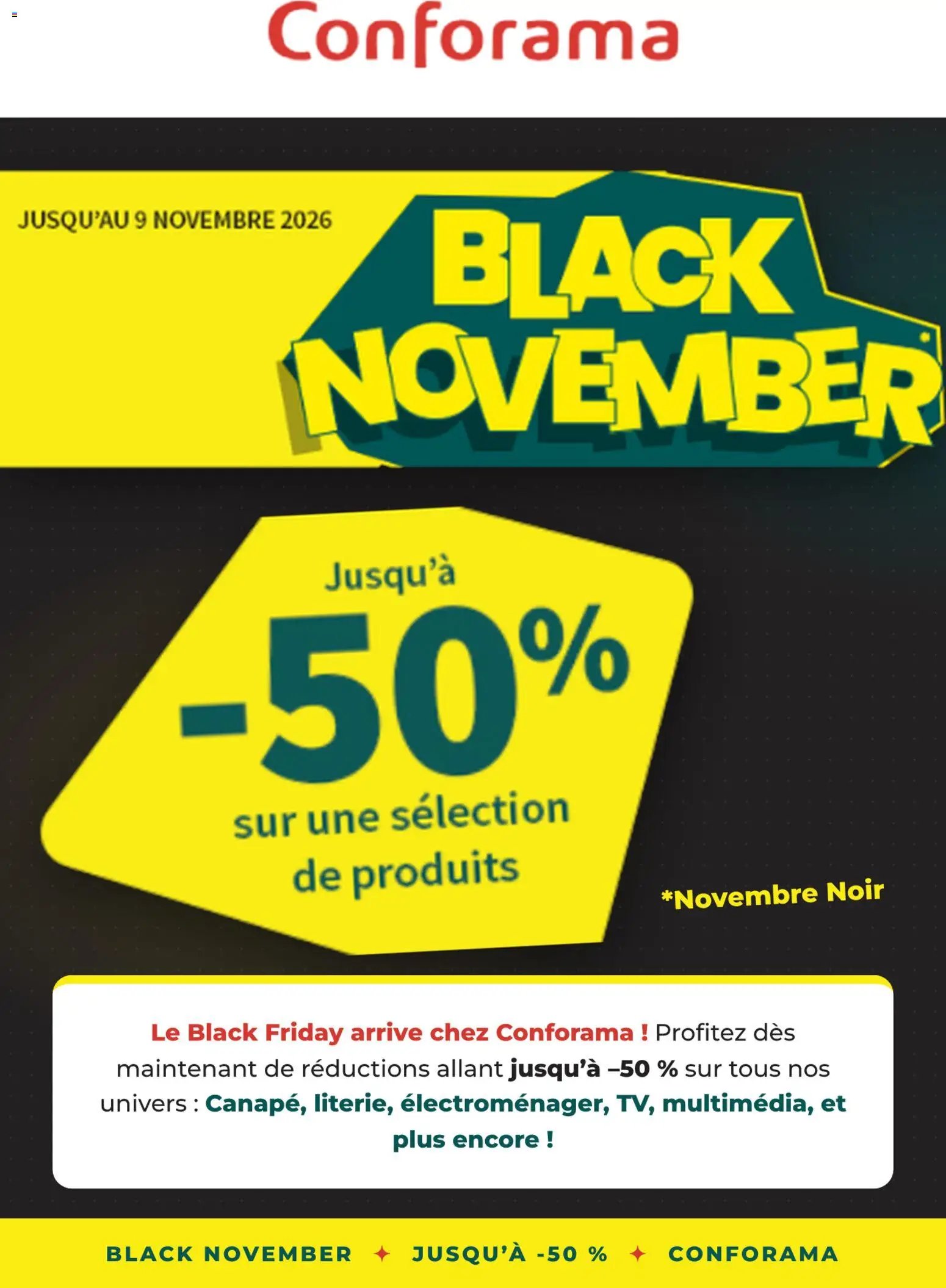 Catalogue Conforama BLACK FRIDAY 2026 du 26/10