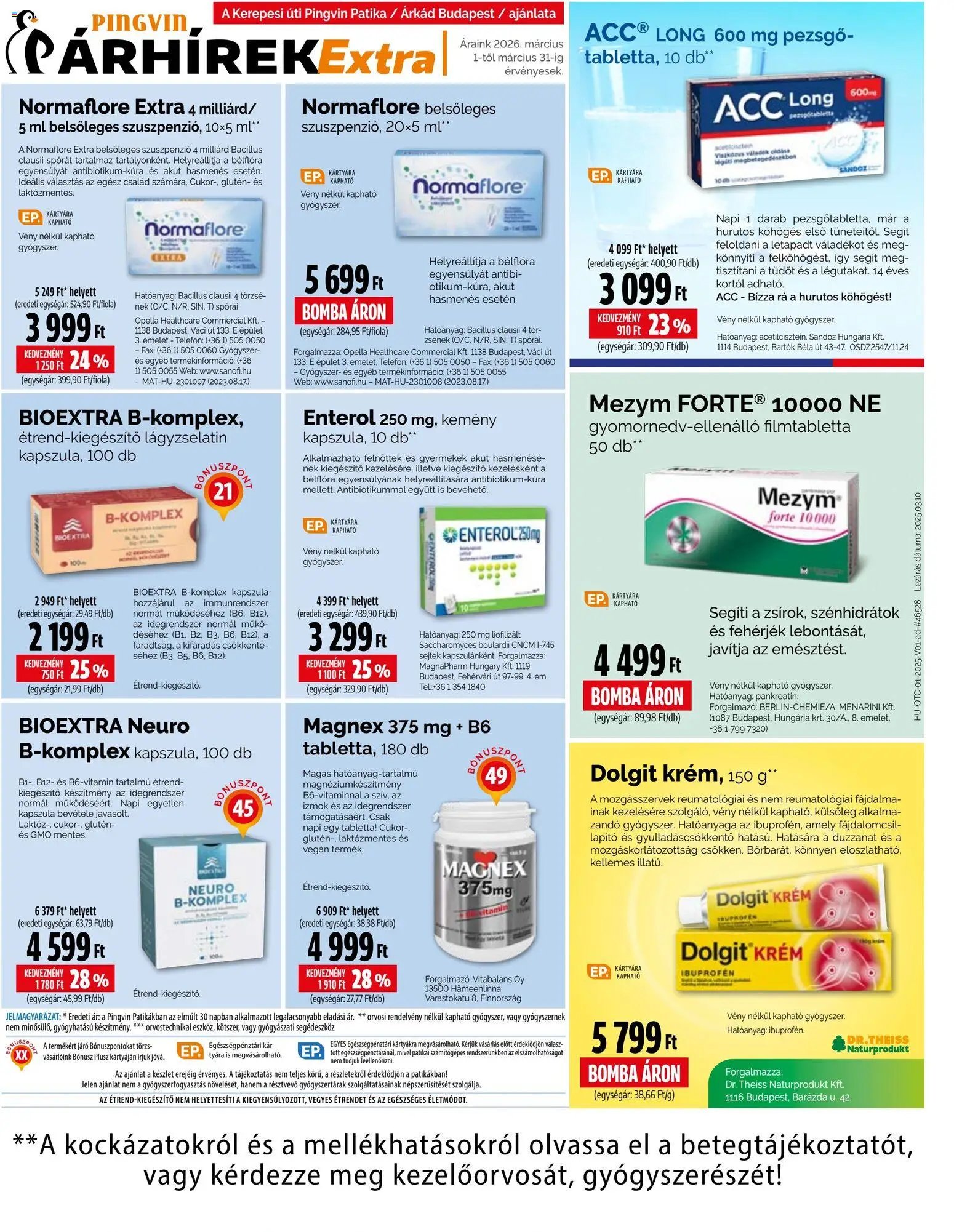 Pingvin Patika újság 2026.03.01. Pingvin Patika Pingvin Árhírek Extra (2026-03-01 - 2026-03-31)