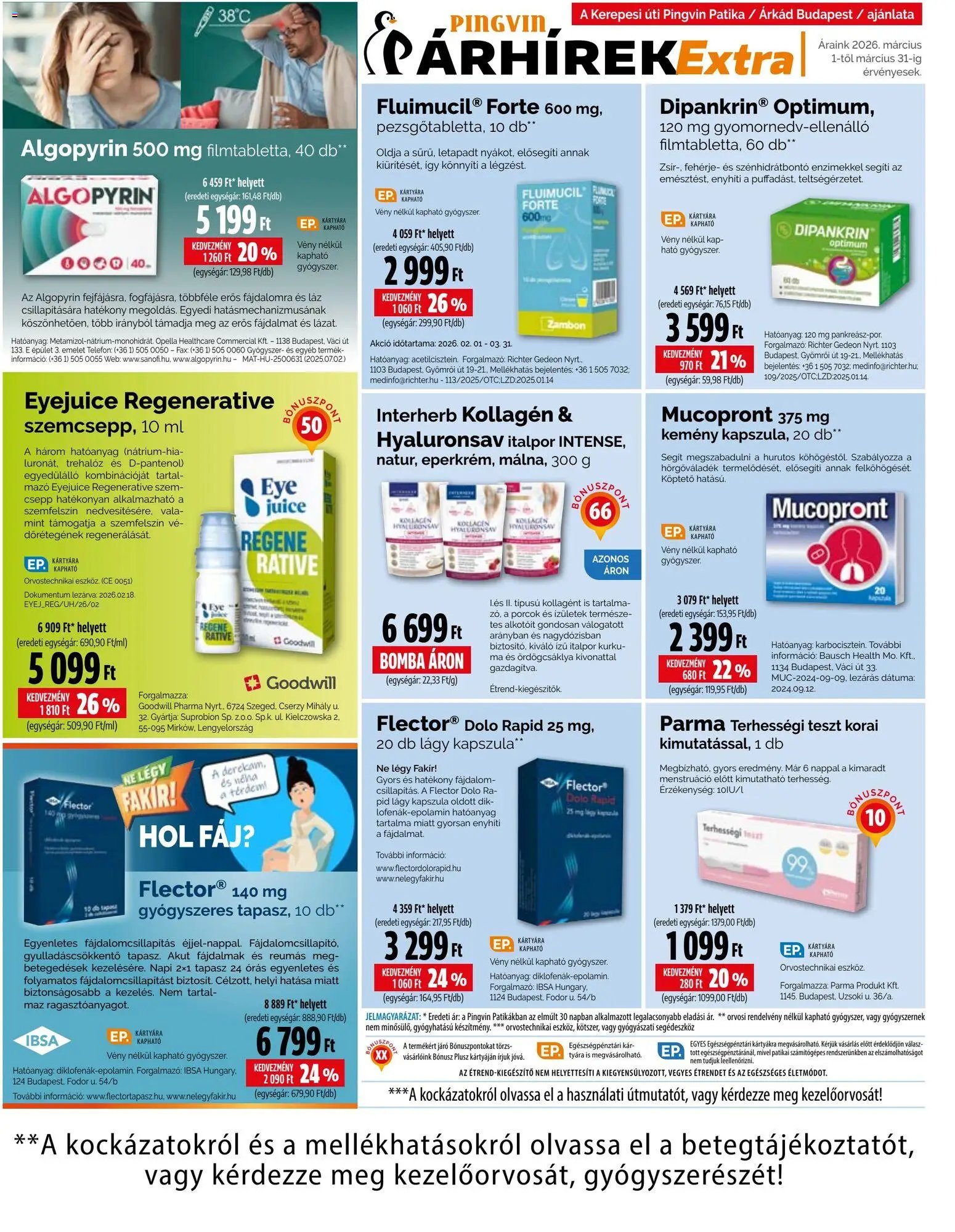 Pingvin Patika újság 2026.03.01. Pingvin Patika Pingvin Árhírek Extra (2026-03-01 - 2026-03-31)