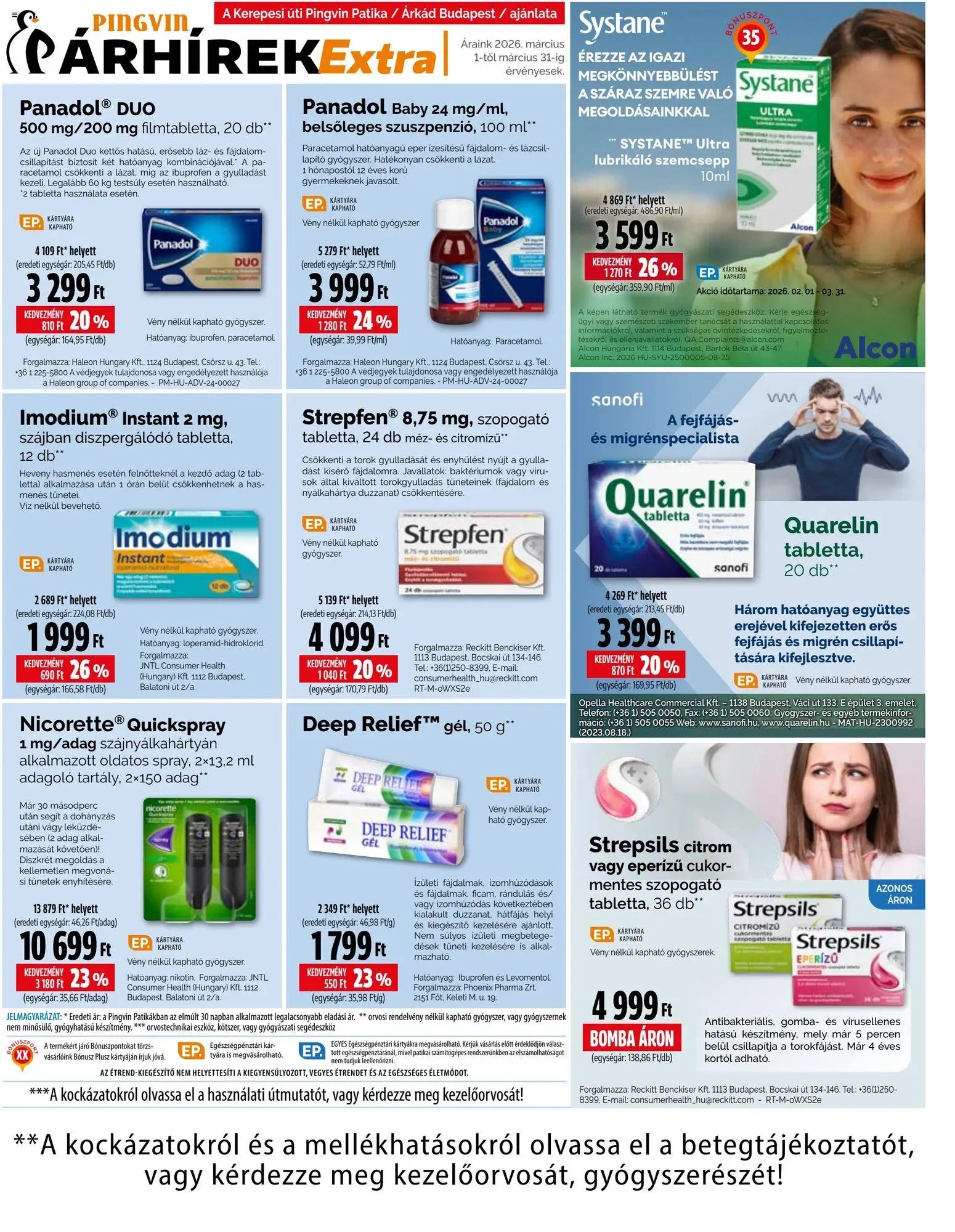 Pingvin Patika újság 2026.03.01. Pingvin Patika Pingvin Árhírek Extra (2026-03-01 - 2026-03-31)