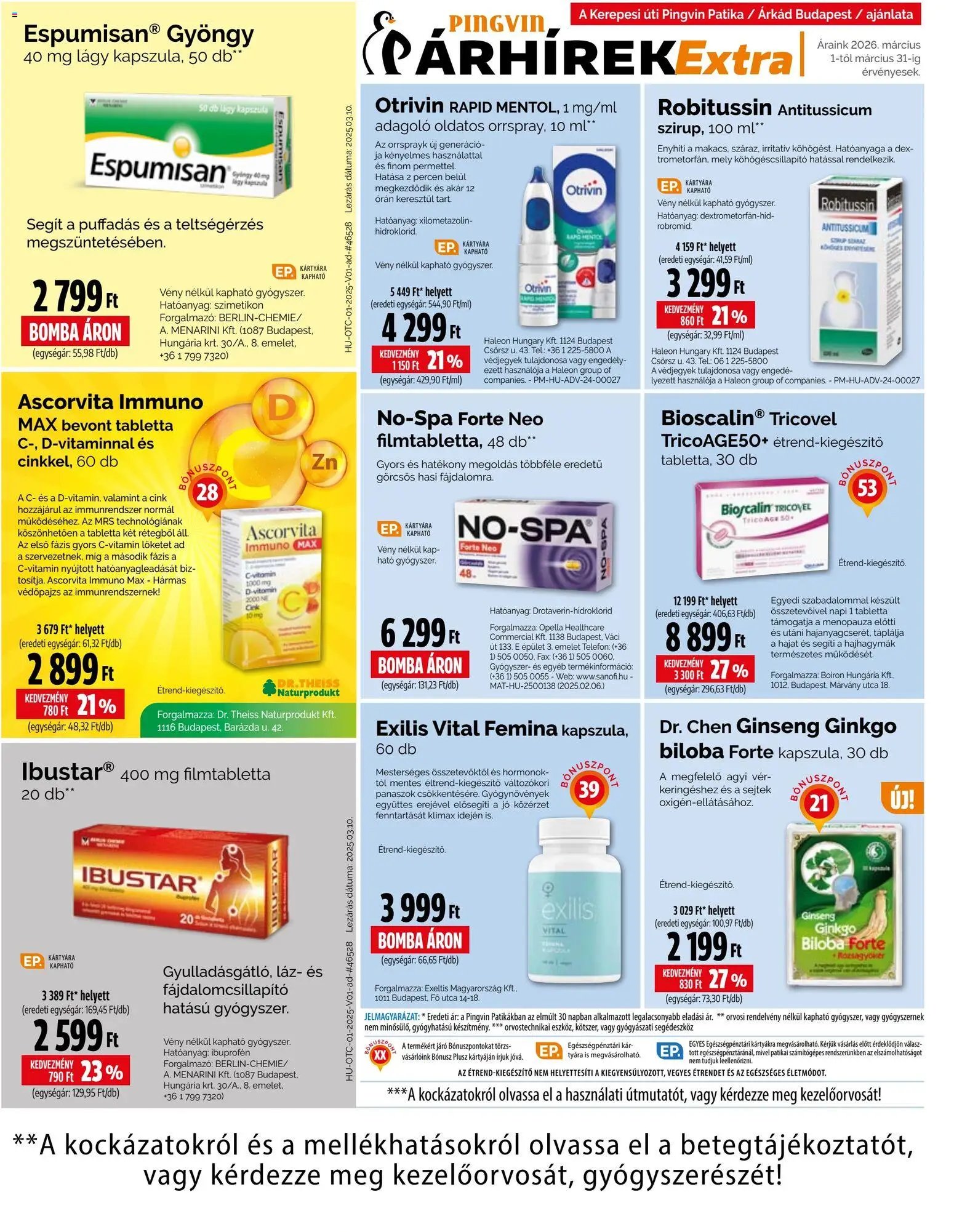 Pingvin Patika újság 2026.03.01. Pingvin Patika Pingvin Árhírek Extra (2026-03-01 - 2026-03-31)
