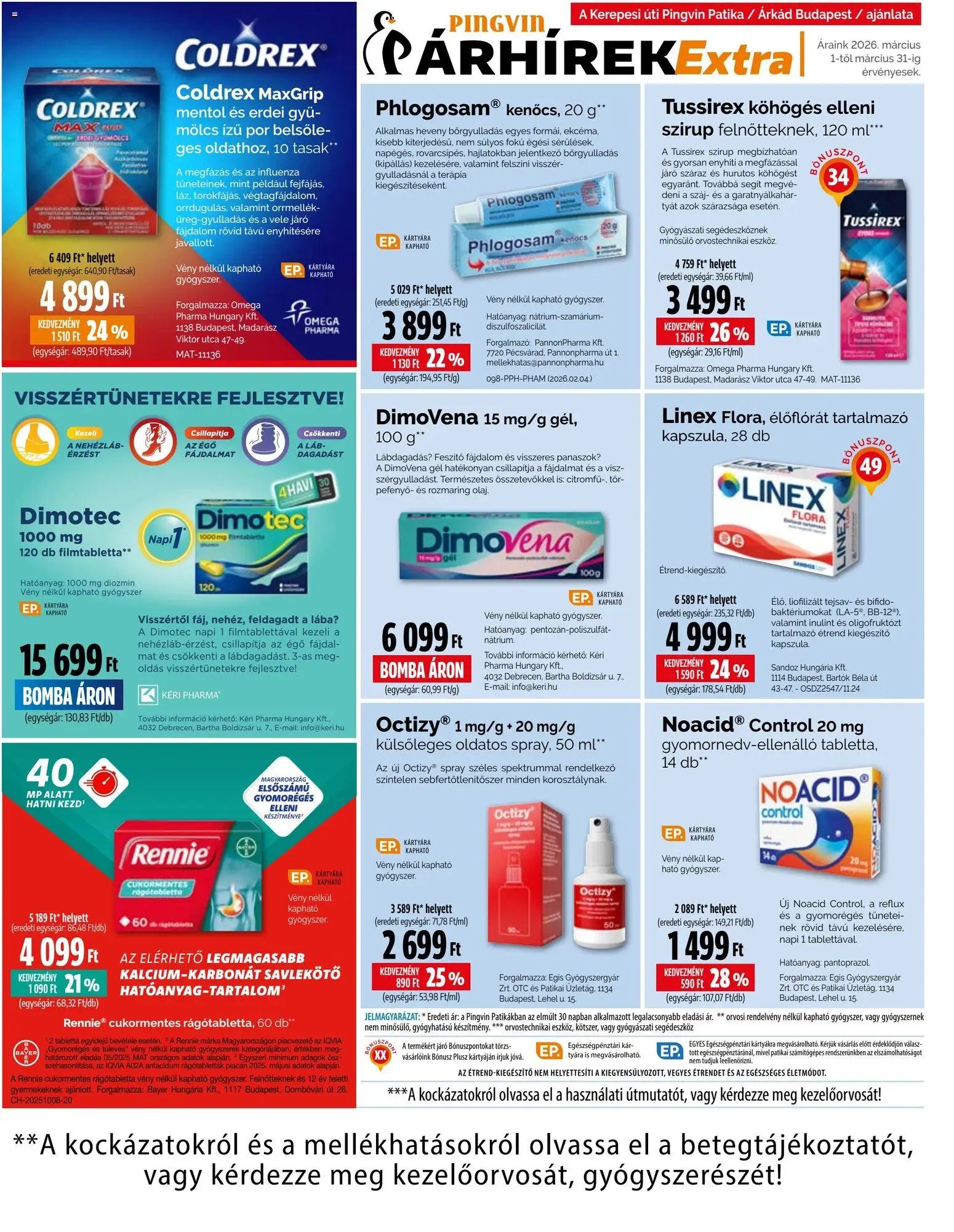 Pingvin Patika újság 2026.03.01. Pingvin Patika Pingvin Árhírek Extra (2026-03-01 - 2026-03-31)