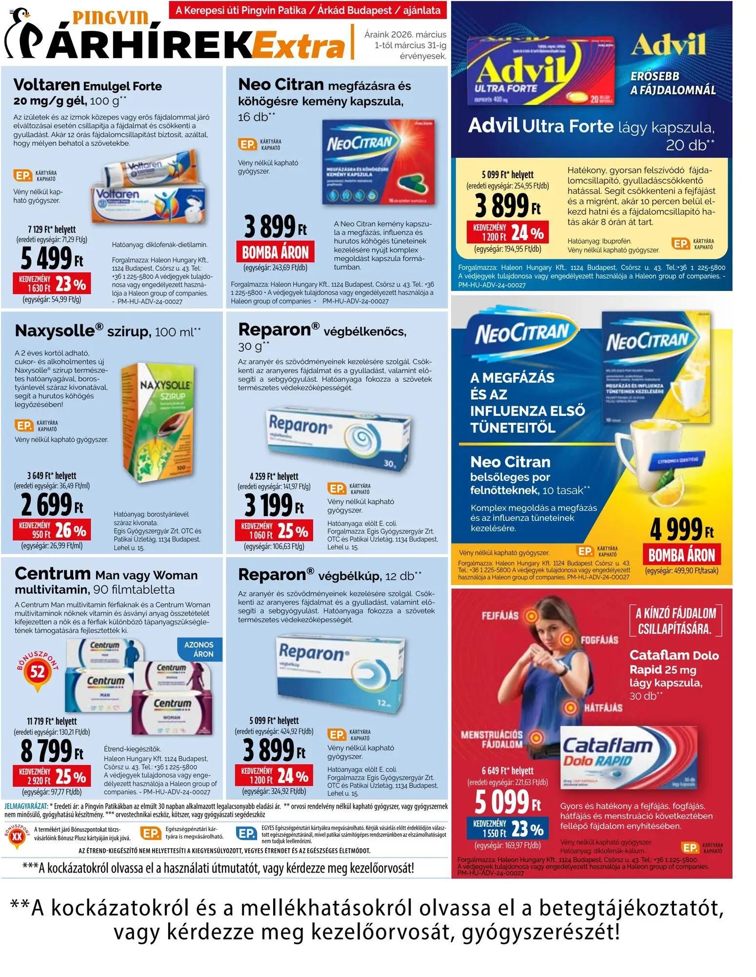 Pingvin Patika újság 2026.03.01. Pingvin Patika Pingvin Árhírek Extra (2026-03-01 - 2026-03-31)