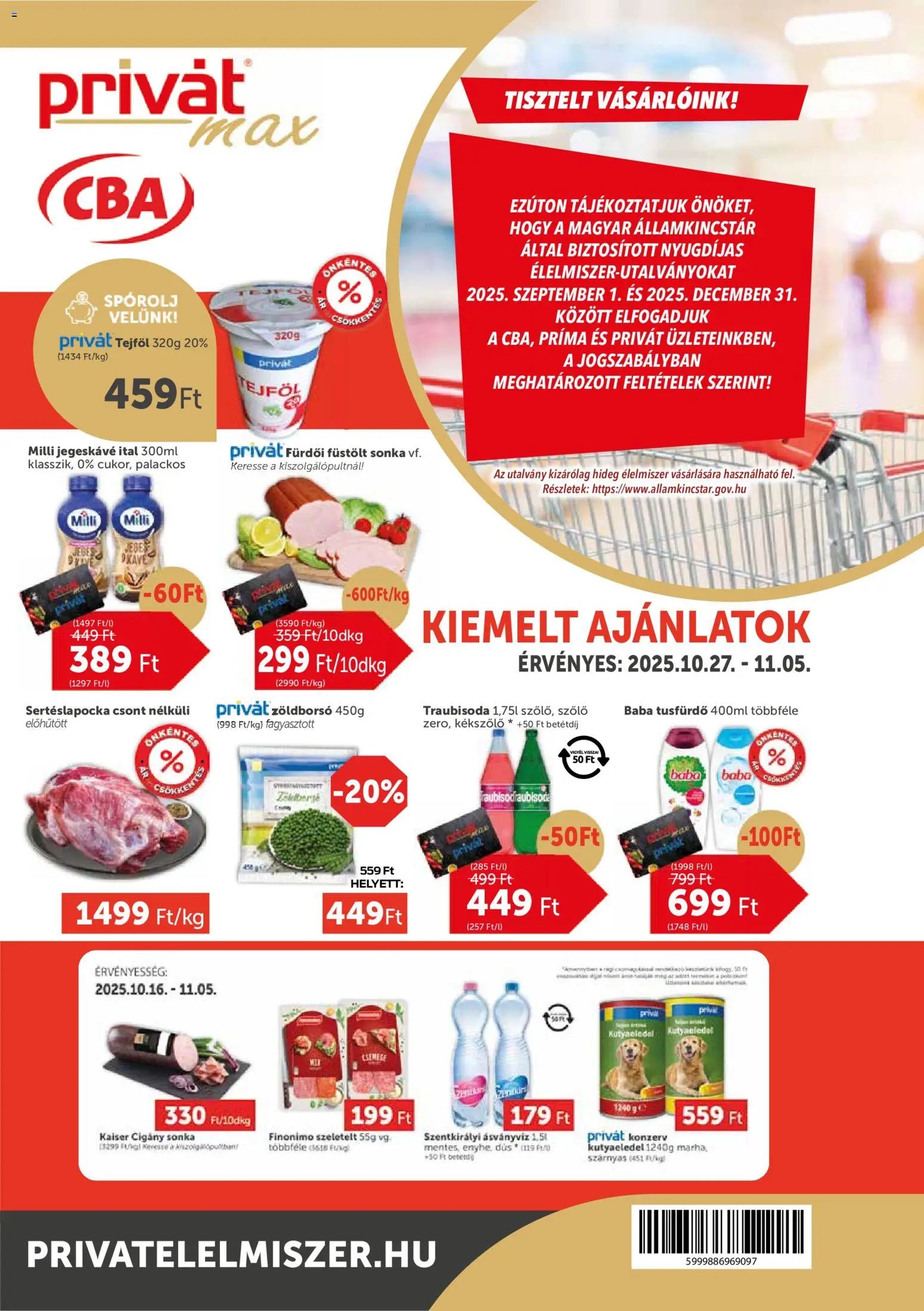 PRIVÁT újság 2025.10.27. Aktuális szórólap MAX (2025-10-27 - 2025-11-05)