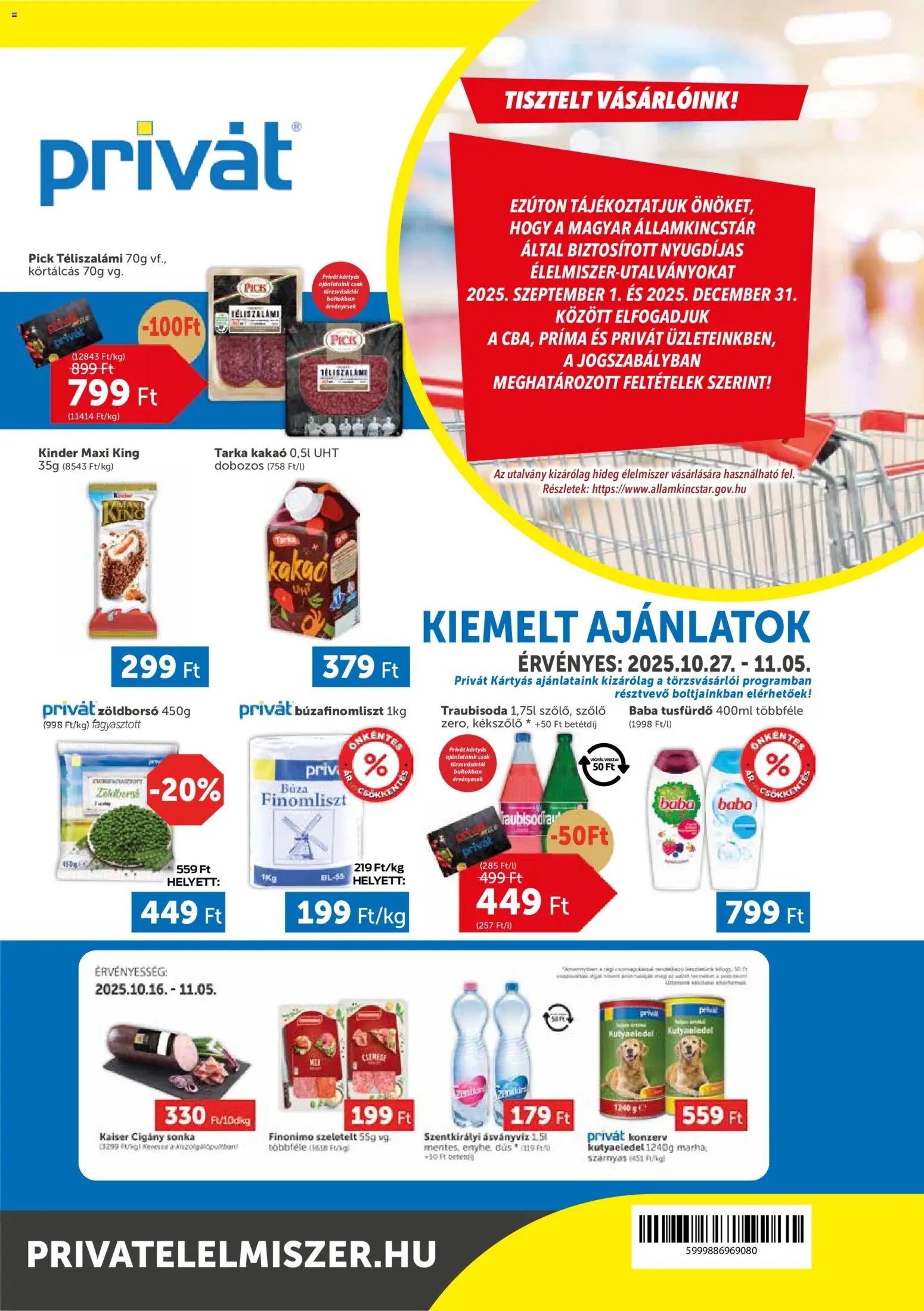PRIVÁT újság 2025.10.27. Akciós újság PRIVÁT (2025-10-27 - 2025-11-05)