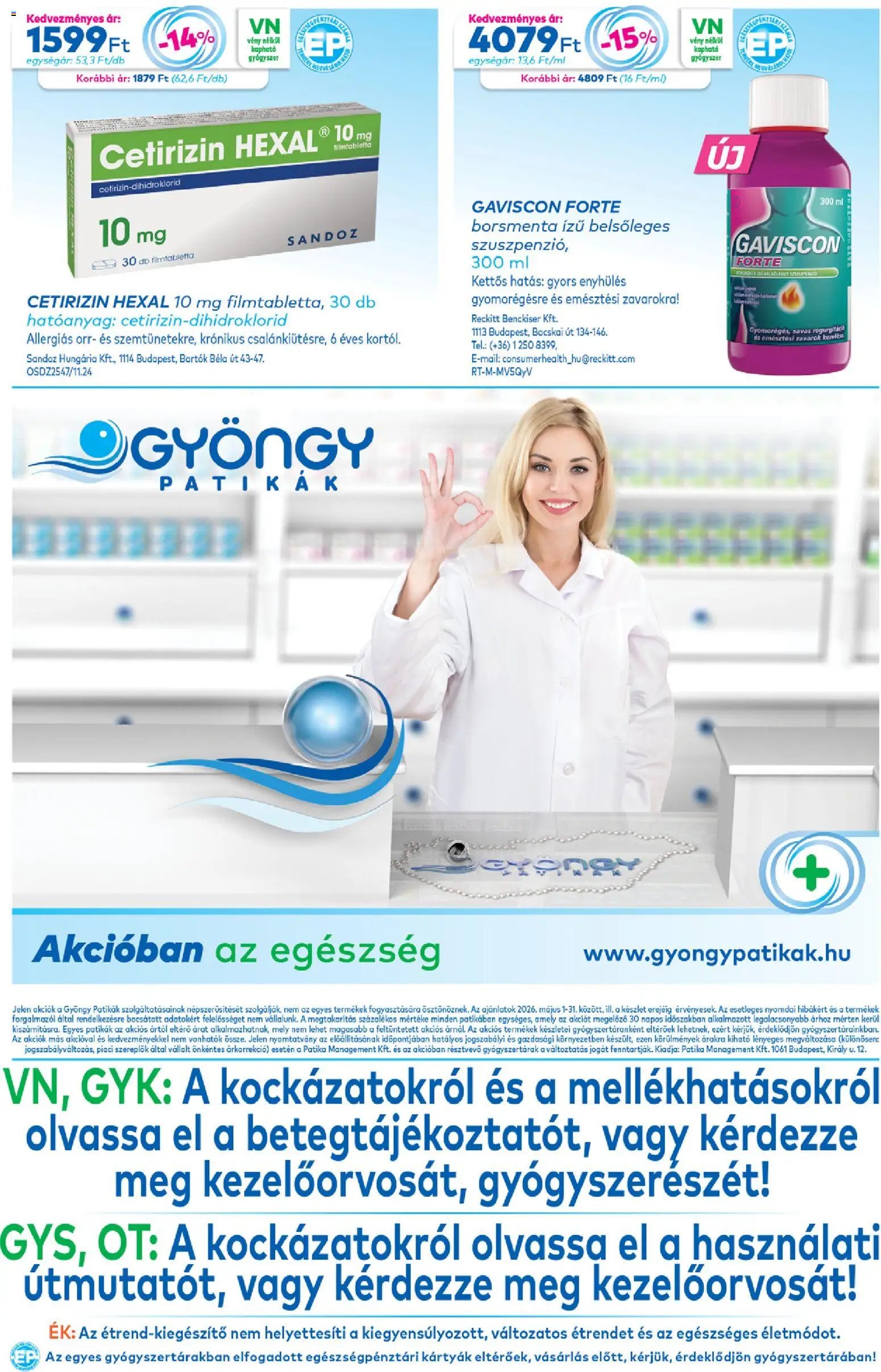 Gyöngy Patikák újság 2026.05.01. Gyöngy Patikák akciós újság (2026-05-01 - 2026-05-31)