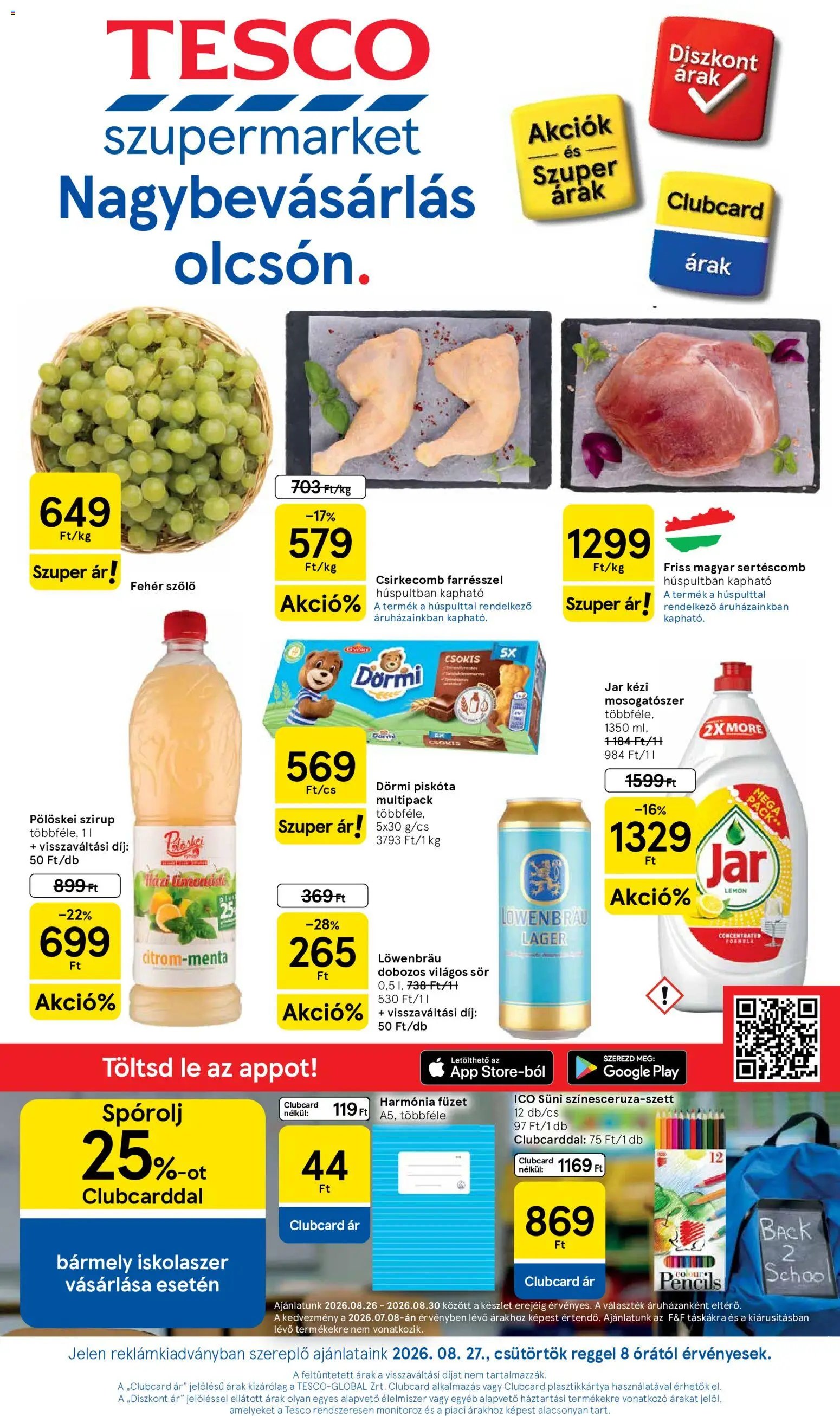Tesco újság 2026.08.27. Tesco Szupermarket akciós újság