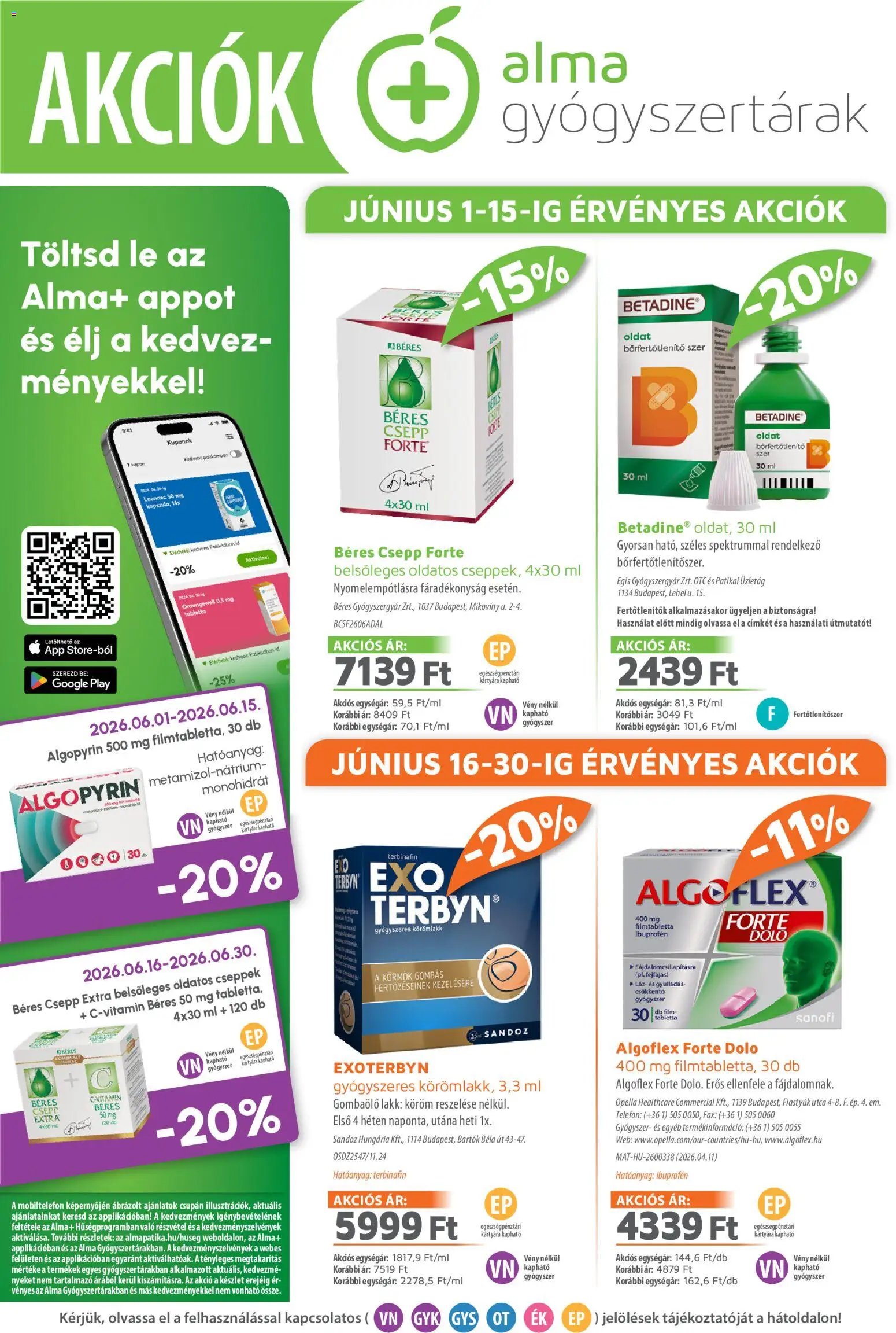 Alma Gyógyszertárak újság 2026.06.01. Alma Gyógyszertárak akciós újság
