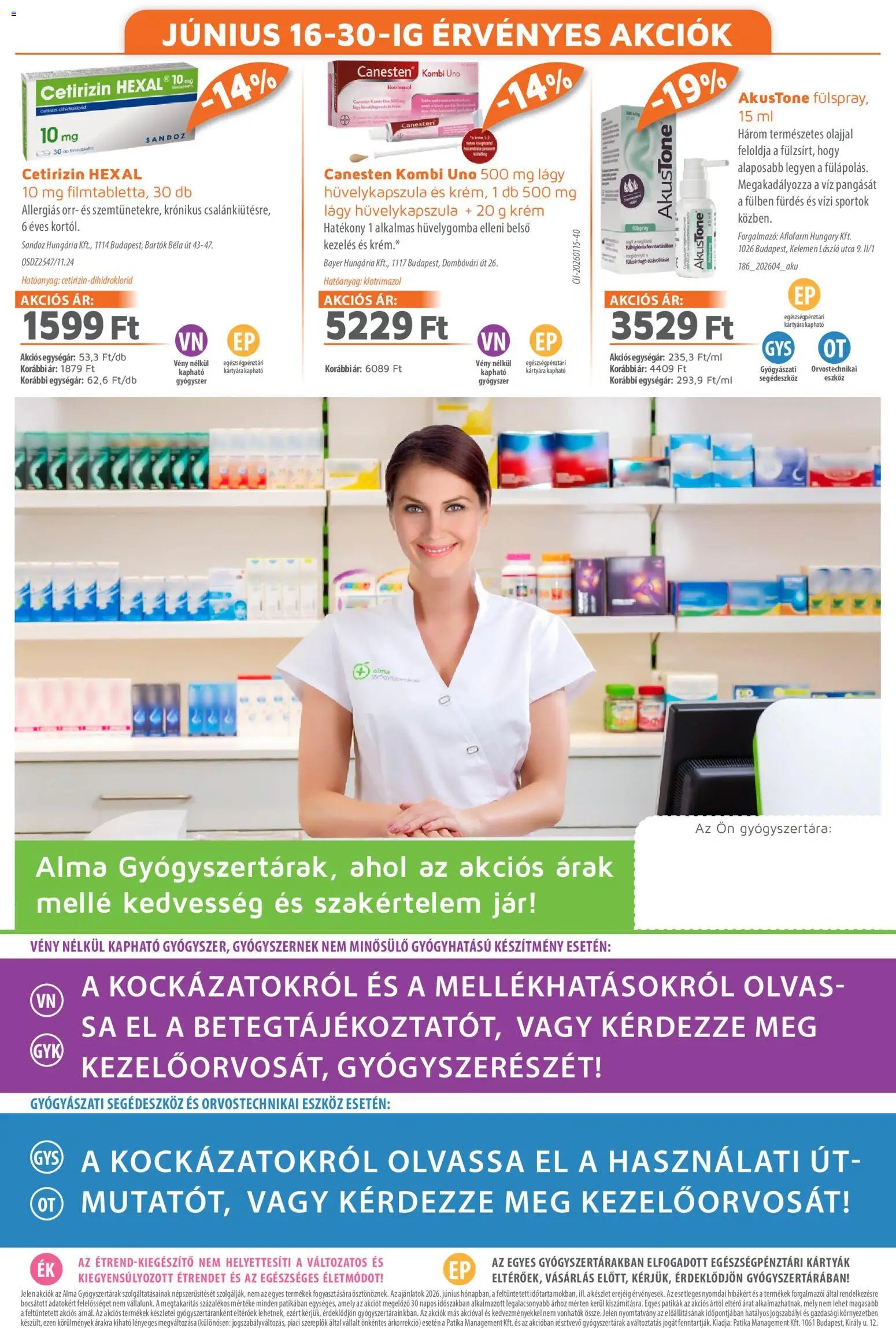 Alma Gyógyszertárak újság 2026.06.01. Alma Gyógyszertárak akciós újság