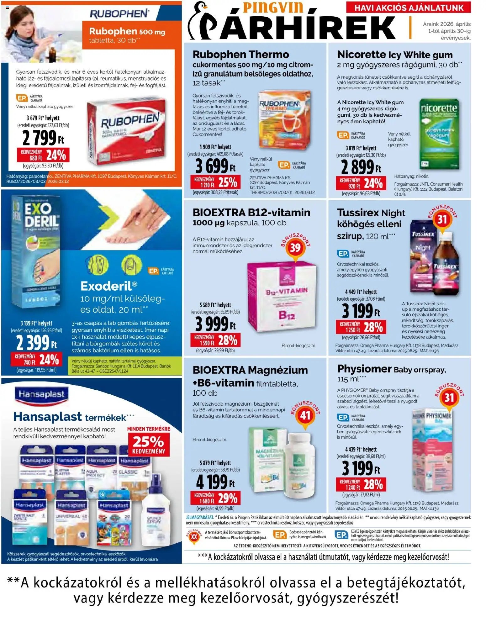 Pingvin Patika újság 2026.04.01. Pingvin Patika akciós újság (2026-04-01 - 2026-04-30)