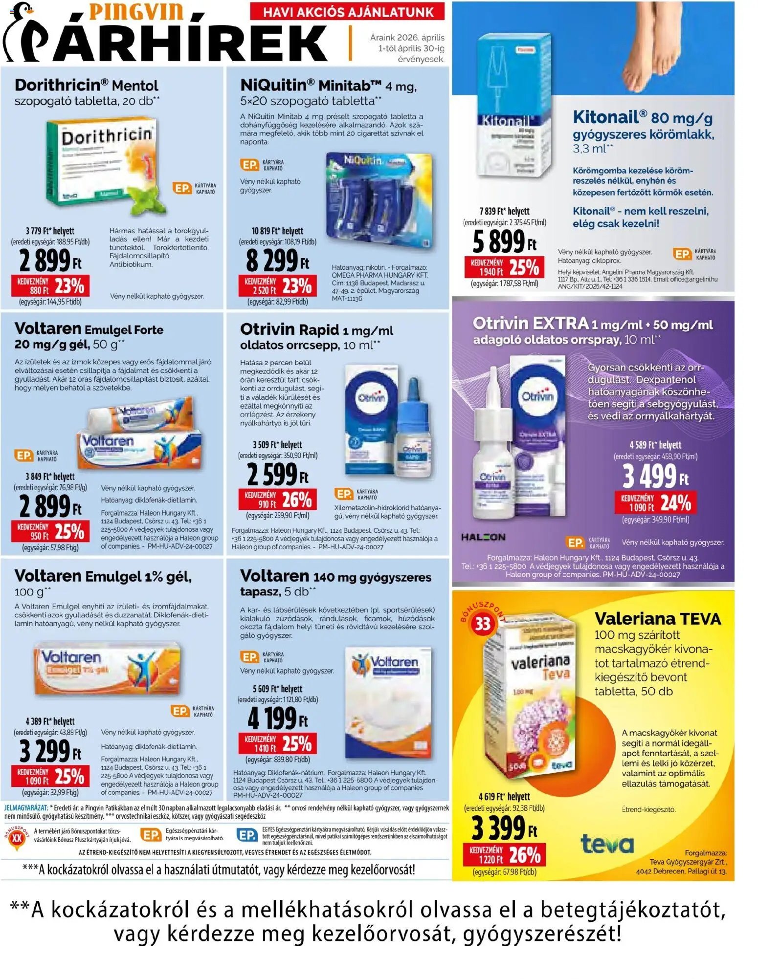 Pingvin Patika újság 2026.04.01. Pingvin Patika akciós újság (2026-04-01 - 2026-04-30)