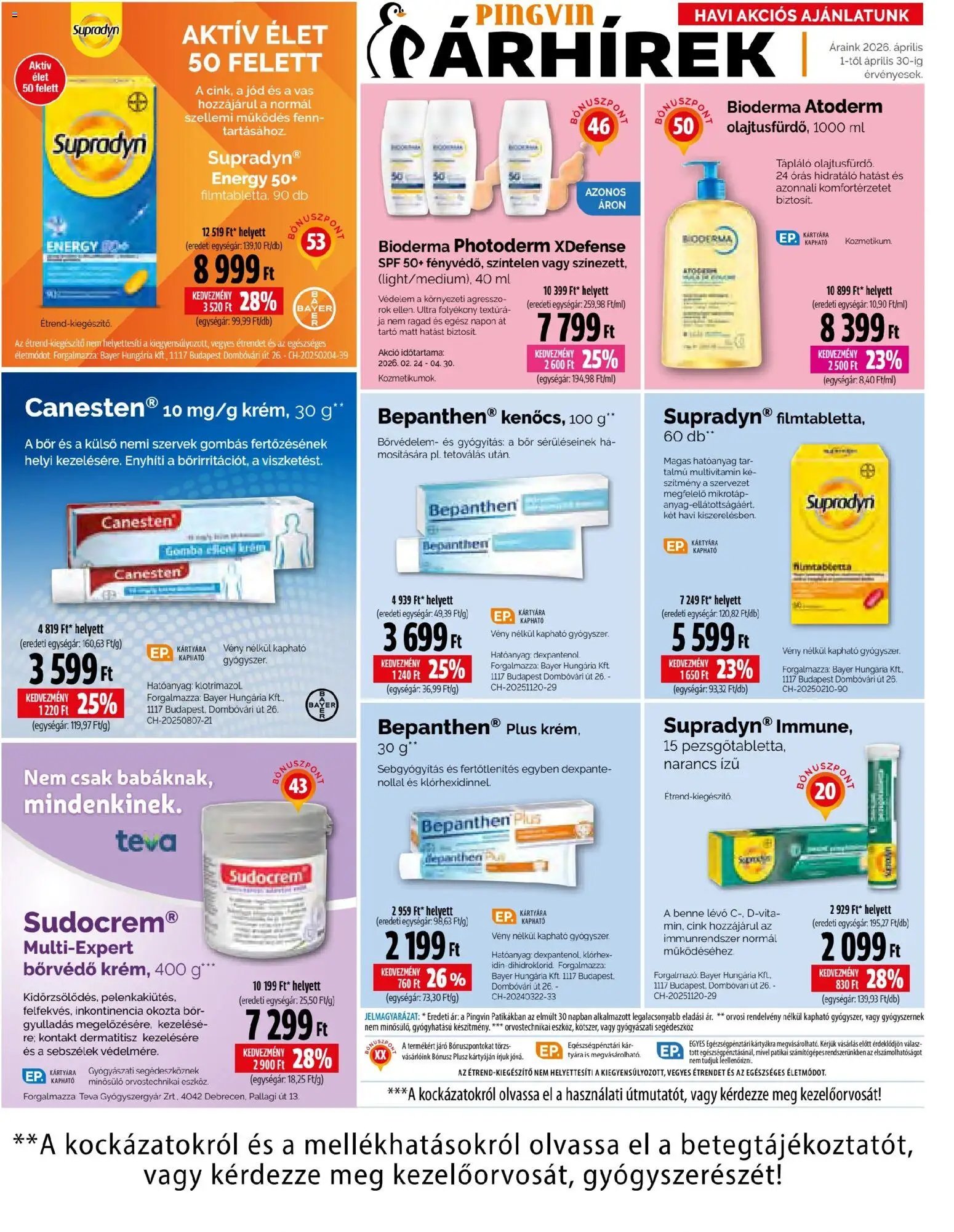 Pingvin Patika újság 2026.04.01. Pingvin Patika akciós újság (2026-04-01 - 2026-04-30)