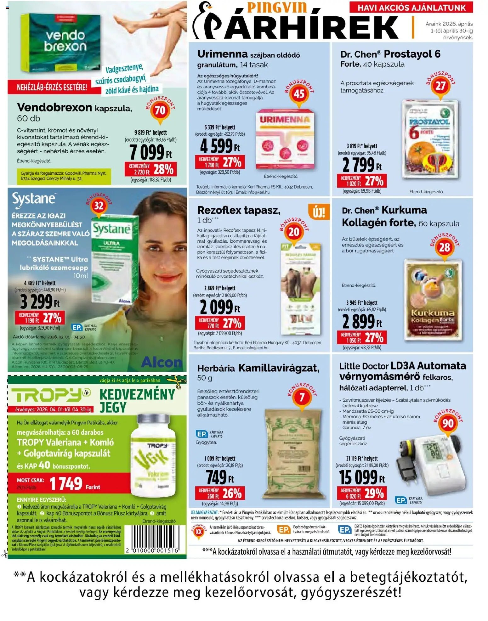 Pingvin Patika újság 2026.04.01. Pingvin Patika akciós újság (2026-04-01 - 2026-04-30)