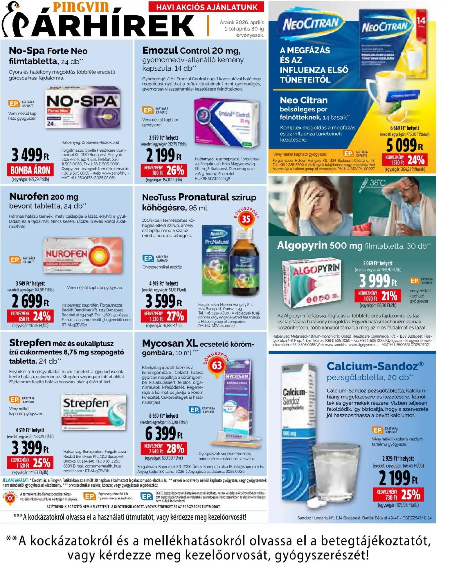 Pingvin Patika újság 2026.04.01. Pingvin Patika akciós újság (2026-04-01 - 2026-04-30)
