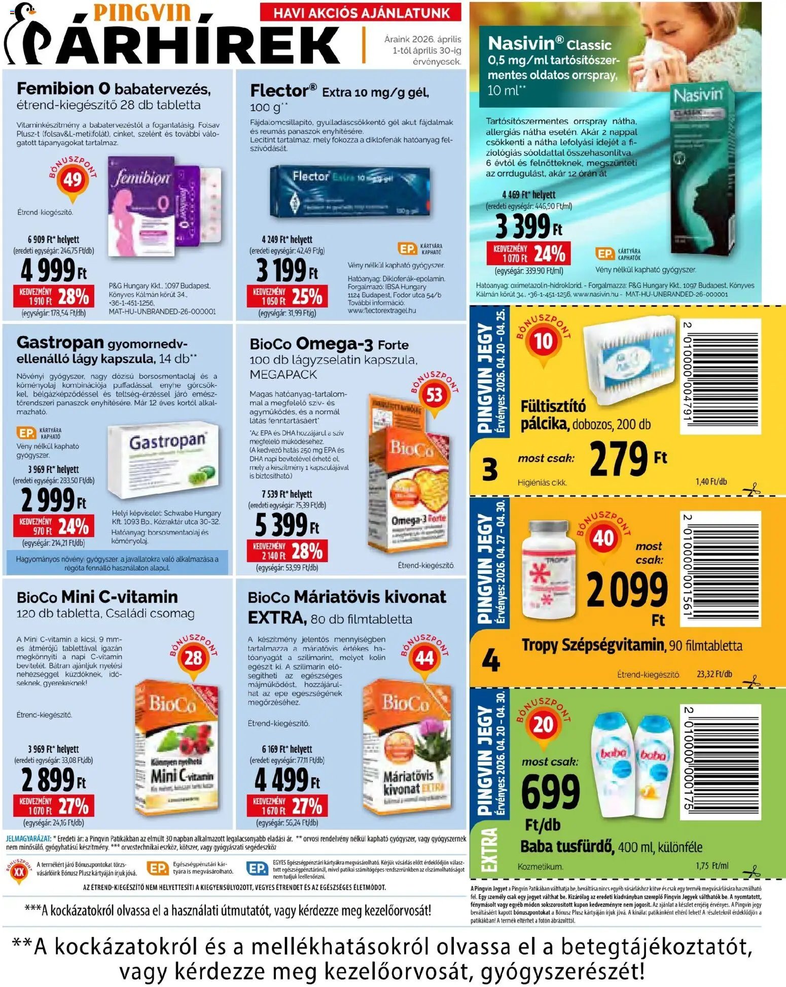 Pingvin Patika újság 2026.04.01. Pingvin Patika akciós újság (2026-04-01 - 2026-04-30)