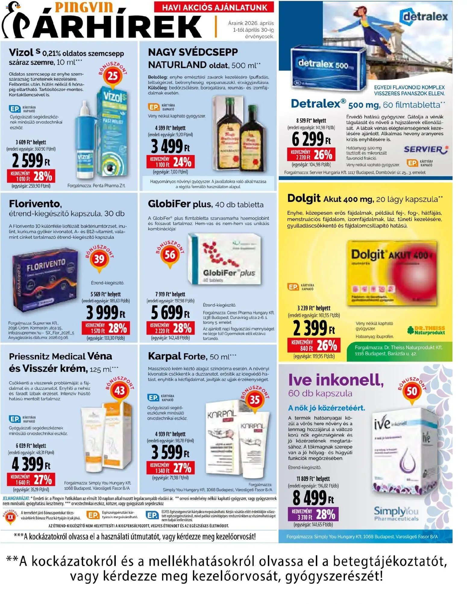 Pingvin Patika újság 2026.04.01. Pingvin Patika akciós újság (2026-04-01 - 2026-04-30)