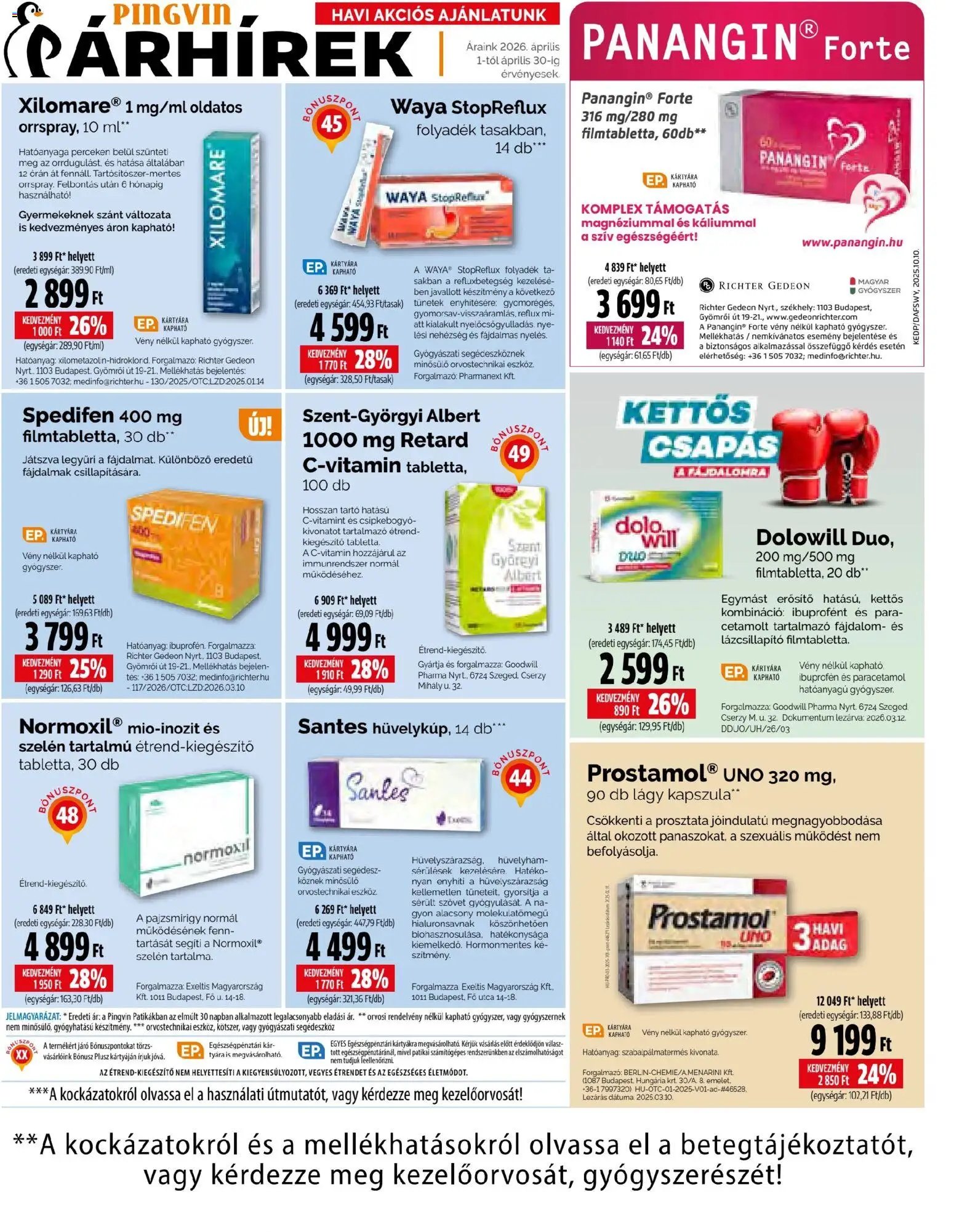Pingvin Patika újság 2026.04.01. Pingvin Patika akciós újság (2026-04-01 - 2026-04-30)