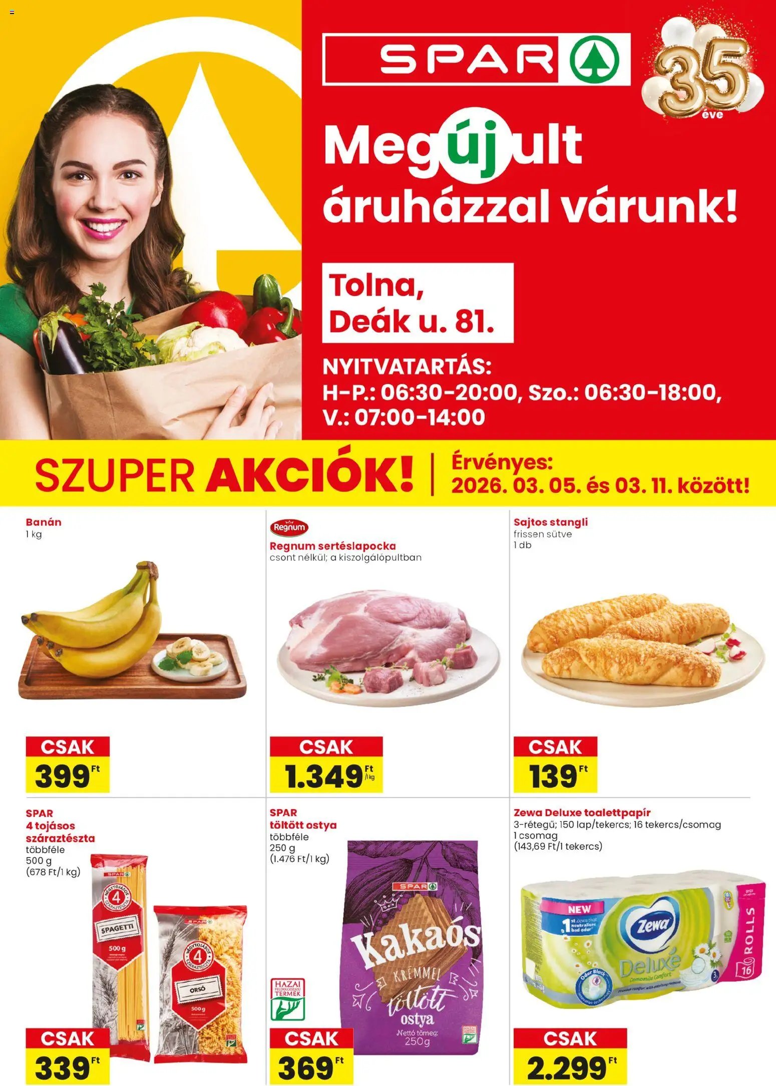 Spar újság 2026.03.05. Spar Tolna üzlet megújulás (2026-03-05 - 2026-03-11)