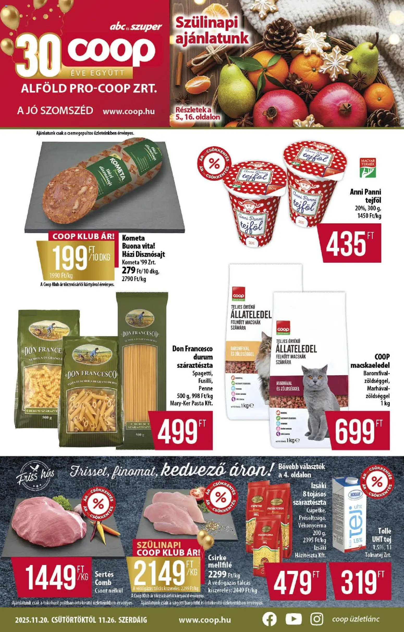 COOP újság 2025.11.20. Alföld Pro-Coop Zrt. - Abc szuper (2025-11-20 - 2025-11-26)