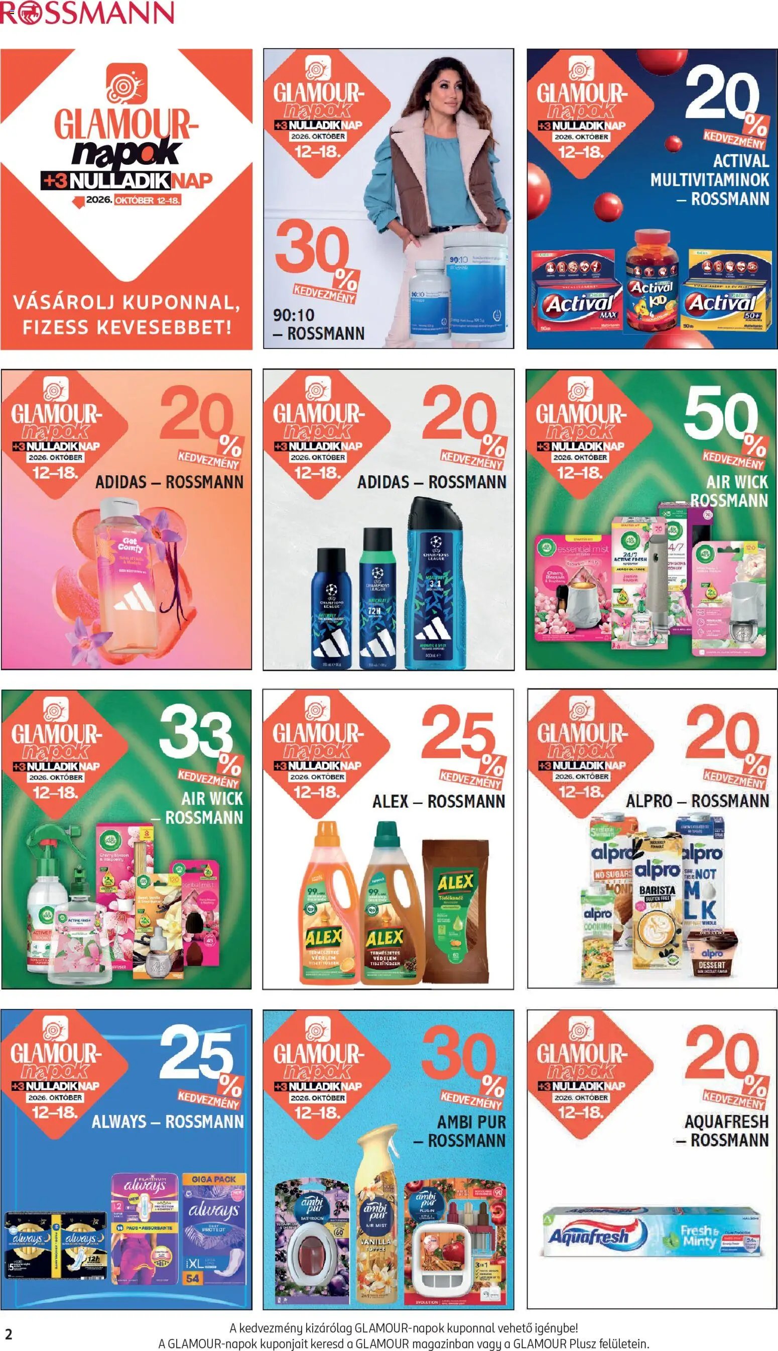 Rossmann akciós újság Glamour-napok 2026.10.12. - lapozható formában szórólap ✳️