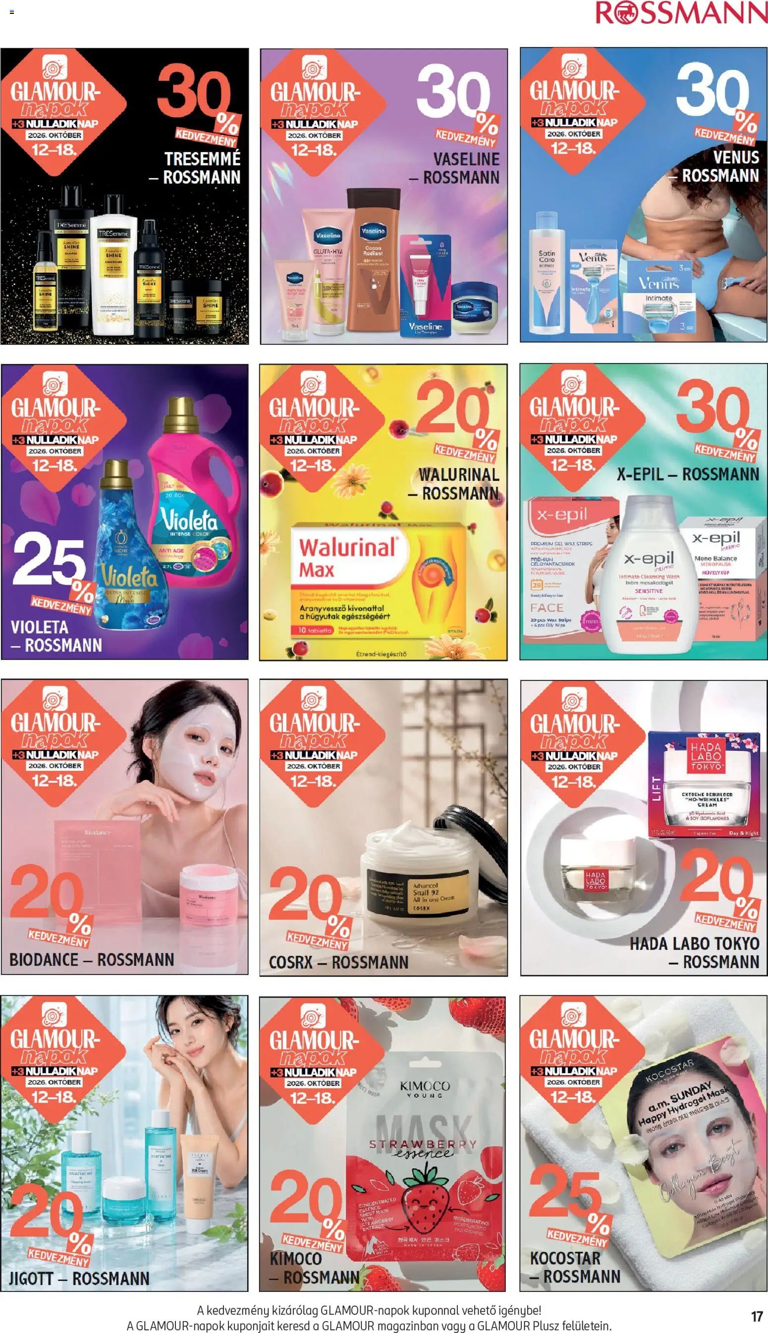 Rossmann akciós újság Glamour-napok 2026.10.12. - lapozható formában szórólap ✳️